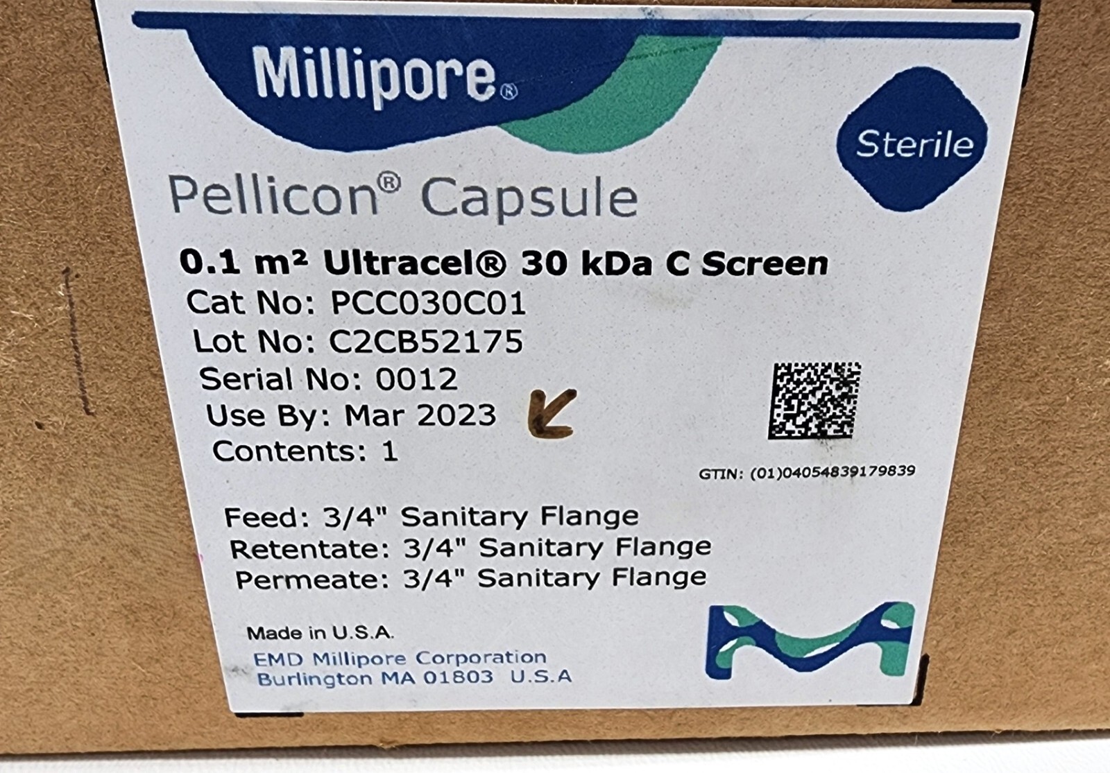 Millipore PCC030C01 Pellicon Capsule Ultracel 30 kDa, C Screen 0.1 m2