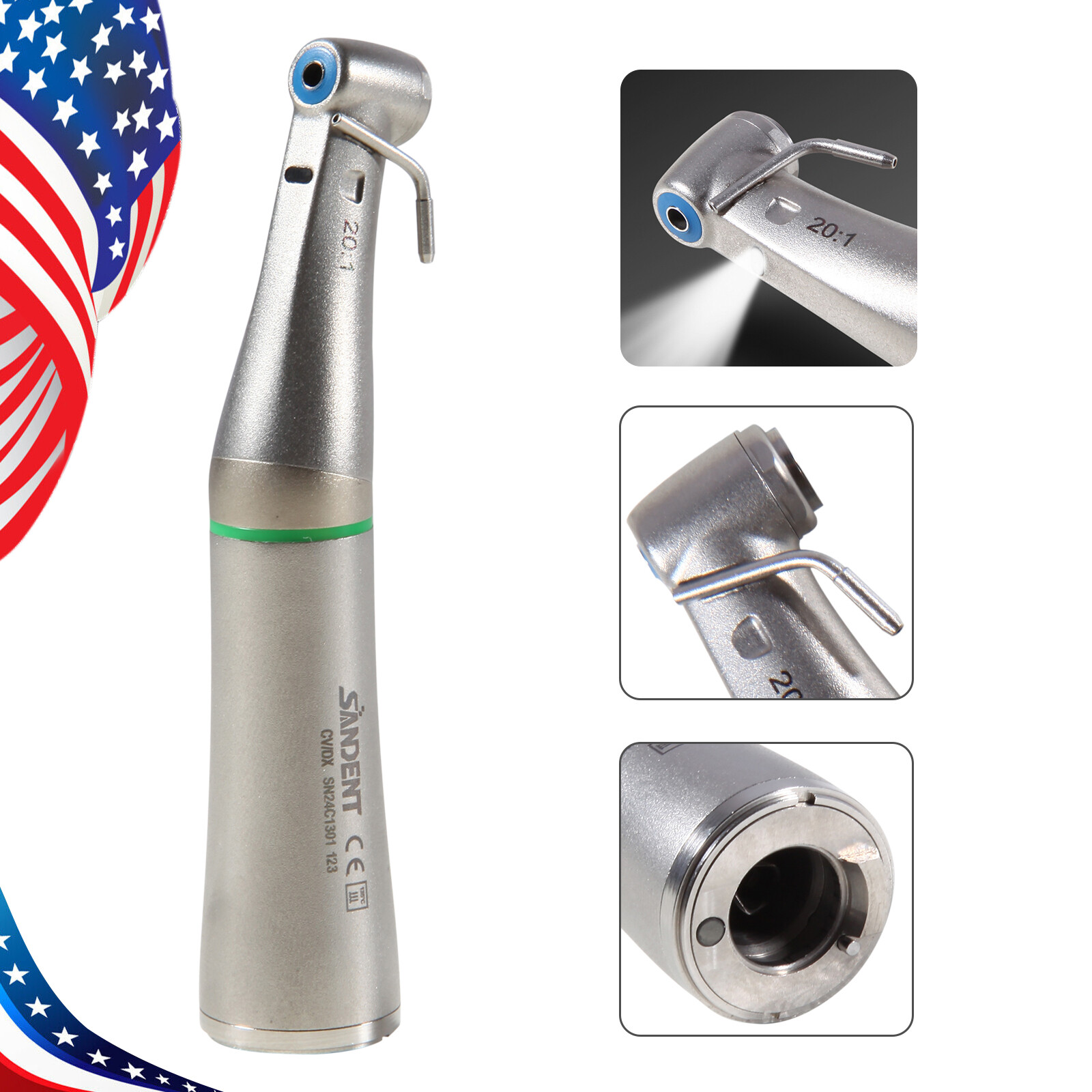 Ti-MAX Style Dental 20:1 Implant Fiber Optic LED Contra Angle Handpiece Fits NSK