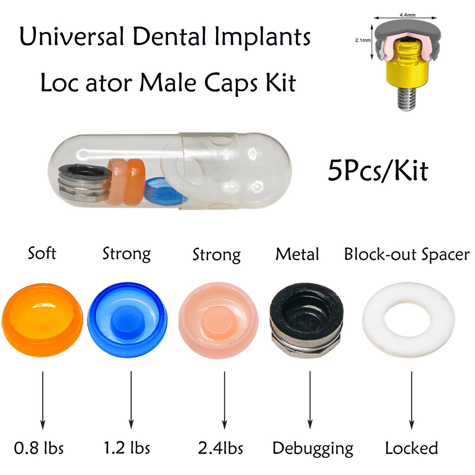 US Dental Novaloc Retention Inserts Caps Peek Locator Mounting & Demounting Tool