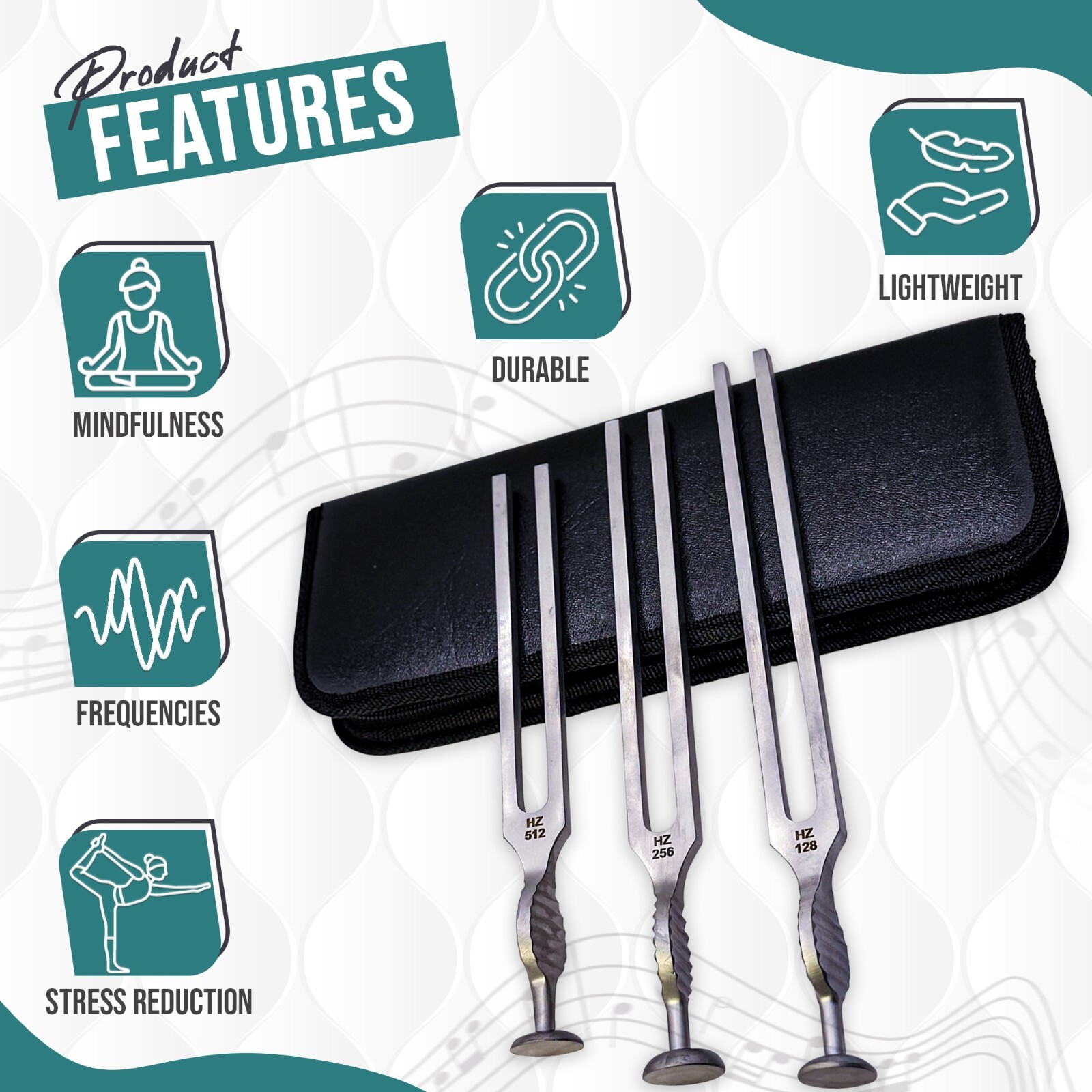 London Down Bros Medical Tuning Fork Set 128Hz, 256Hz,512Hz Gardiner Brown Steel