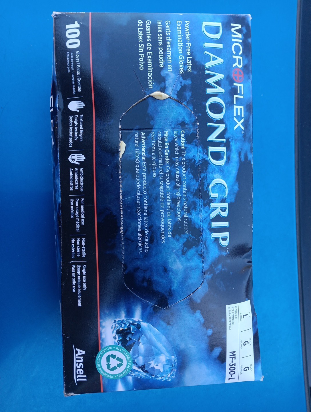 Microflex MF-300L Diamond Grip Powder Free Latex Gloves – Large NIB FREE SHIP