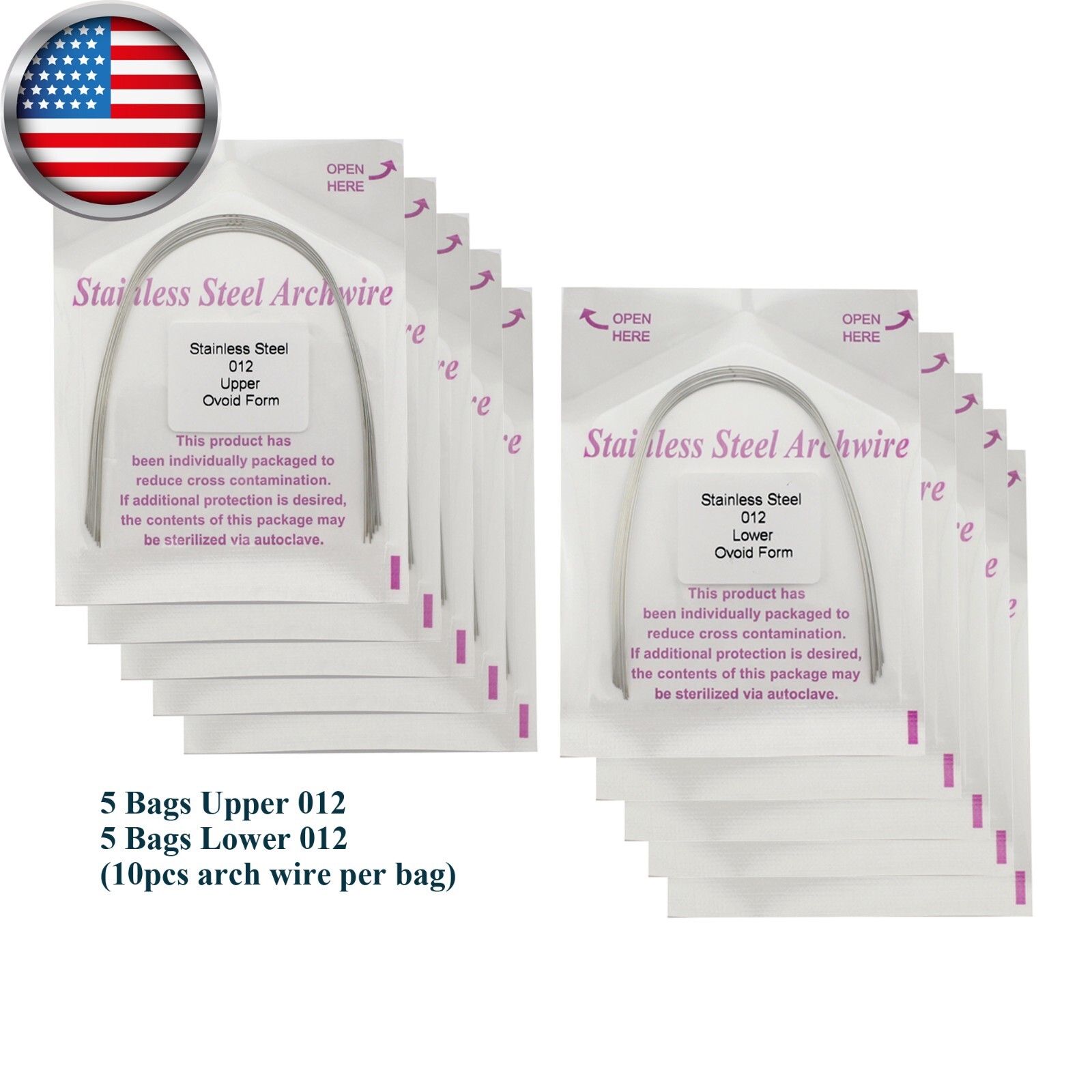 100 Stainless Steel Orthodontic Arch wire Round Rectangular 12 20 1616 1725 1825