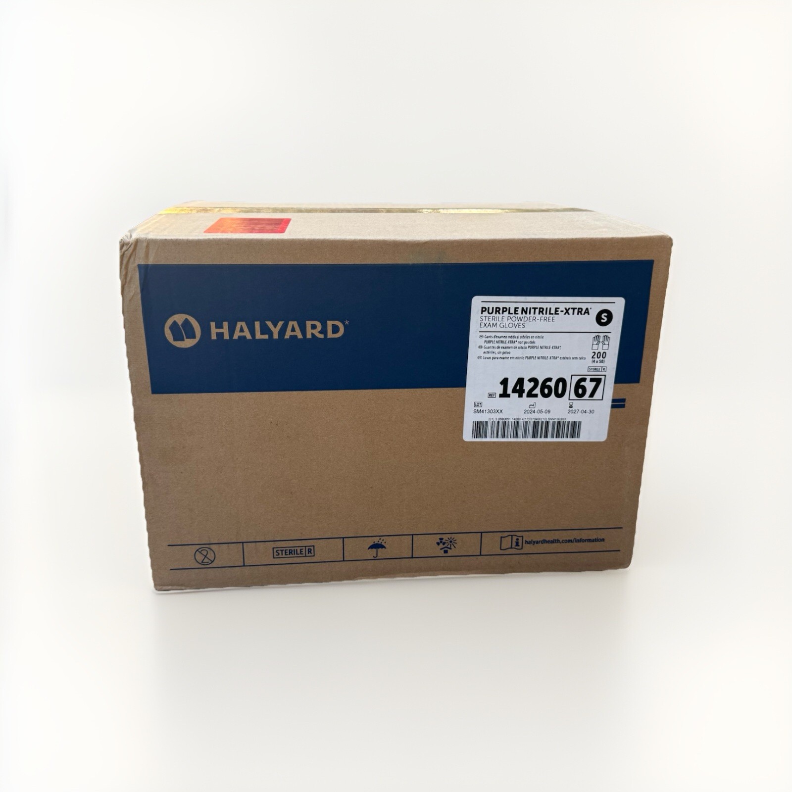 Halyard Purple Nitrile-Xtra Small Gloves 14260 400 Gloves/200 pairs Exp. 2027