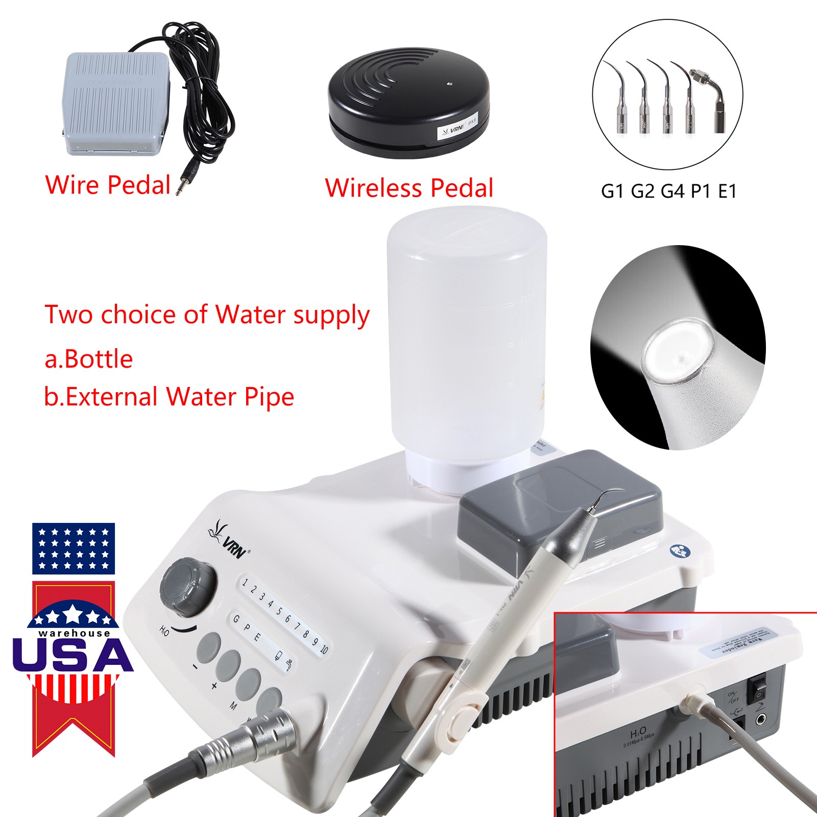 LED Dental Ultrasonic Piezo Scaler Scaling Perio Endo USA STOCK Bottle