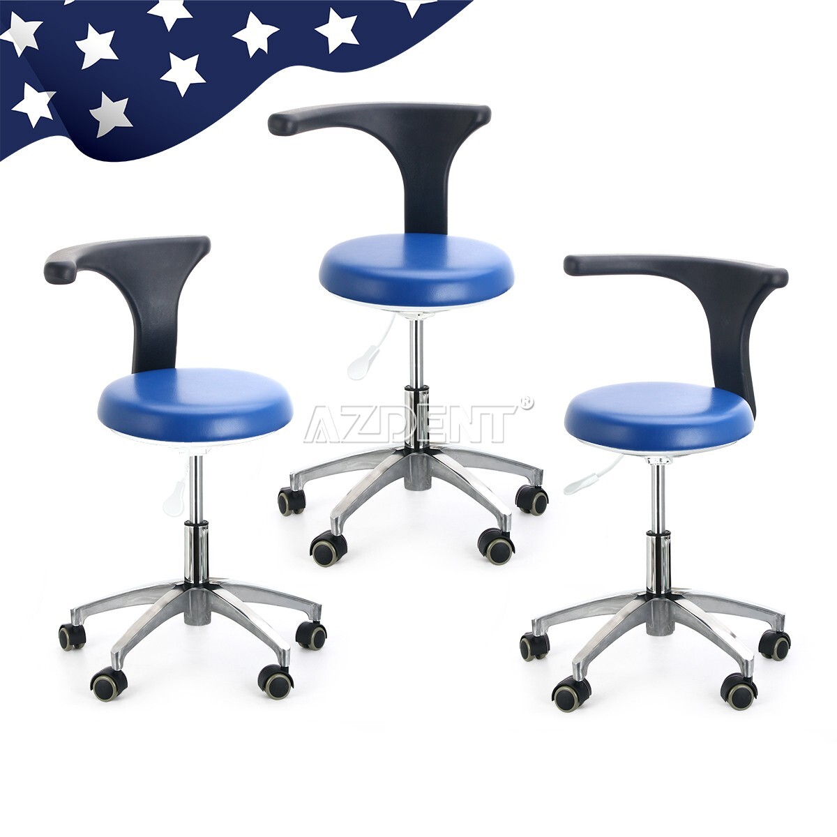 PU Leather Dental Adjustable Stool Dentist Doctor Chair Office Rolling Stool UPS