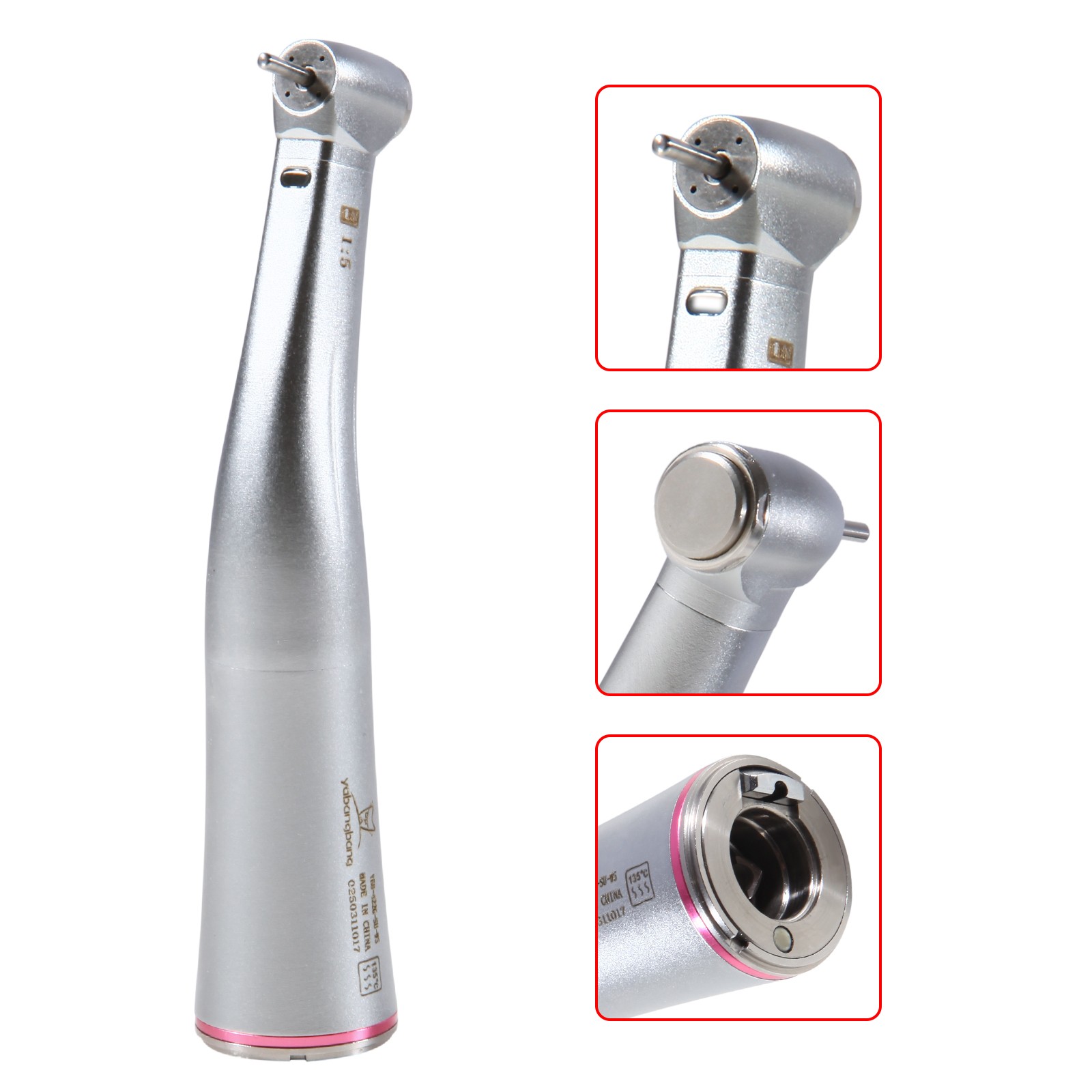 Dental 1:5 Increasing Handpiece Contra Angle LED Fit KAVO NSK Electric Motor CE