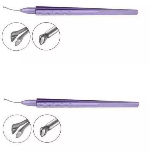 SS Fine Ikeda Mics Capsulorhexis Forceps 23 Gauge Curved Tip 1mm Ophthalmic 2pcs