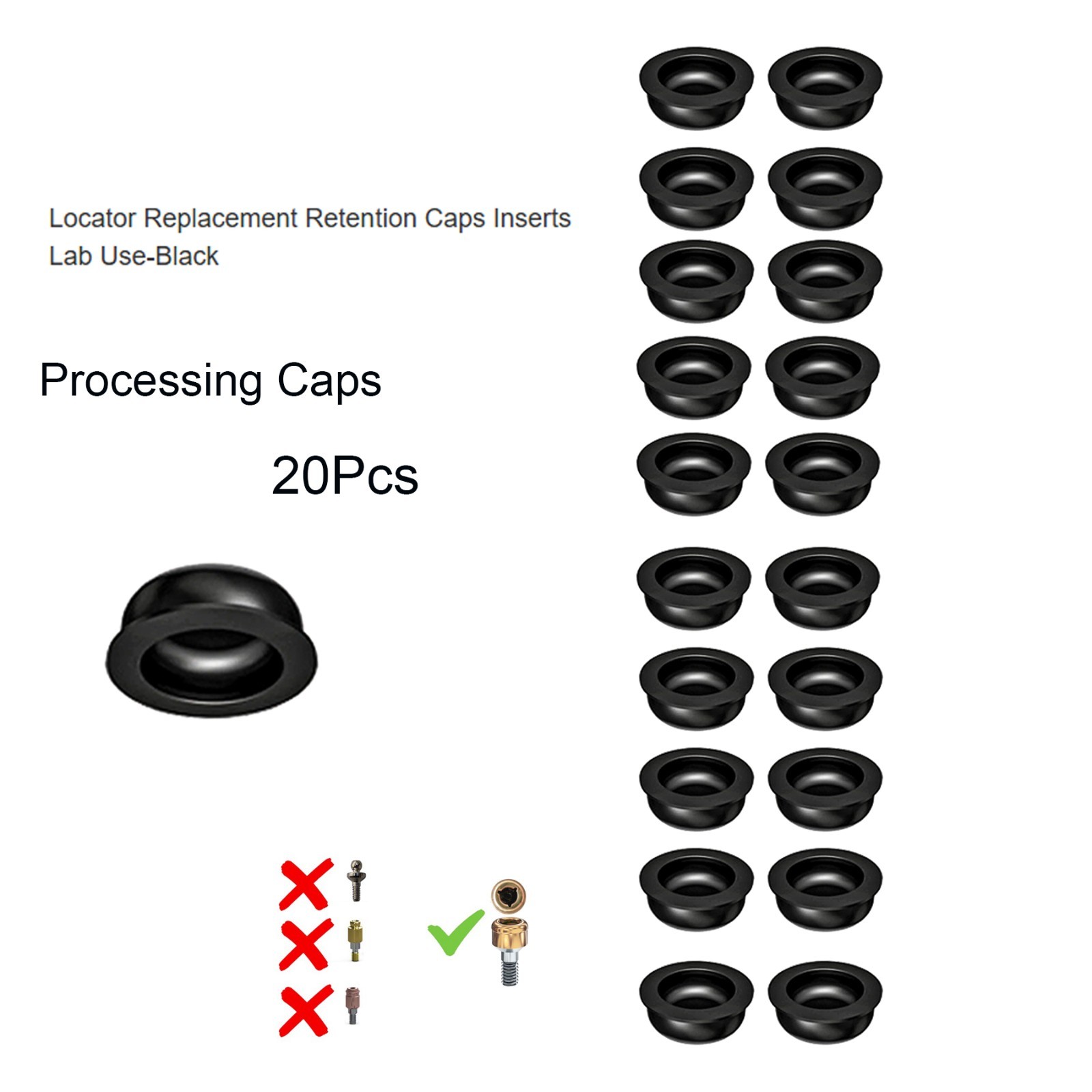 US Zest Locator system Male Cap Inserts 20Pcs Standard Replacement Compatible