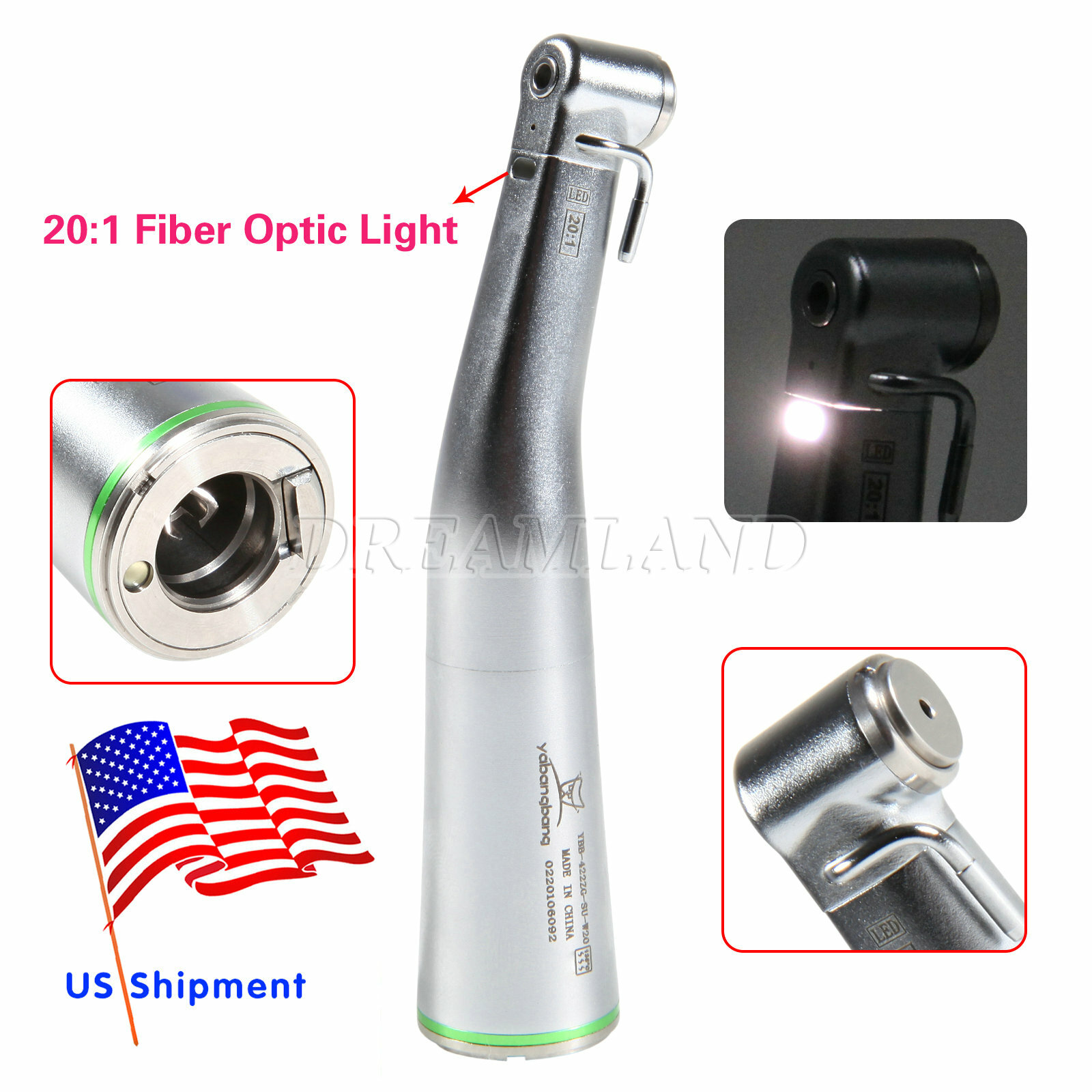 NSK Style Dental Implant Fiber Optic 20:1 Contra Angle low speed Handpiece LED A