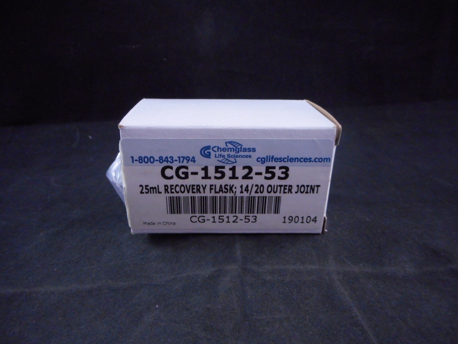 CHEMGLASS Glass 25mL Single Neck Evaporating Recovery Flask 14/20 Joint 1/PACK