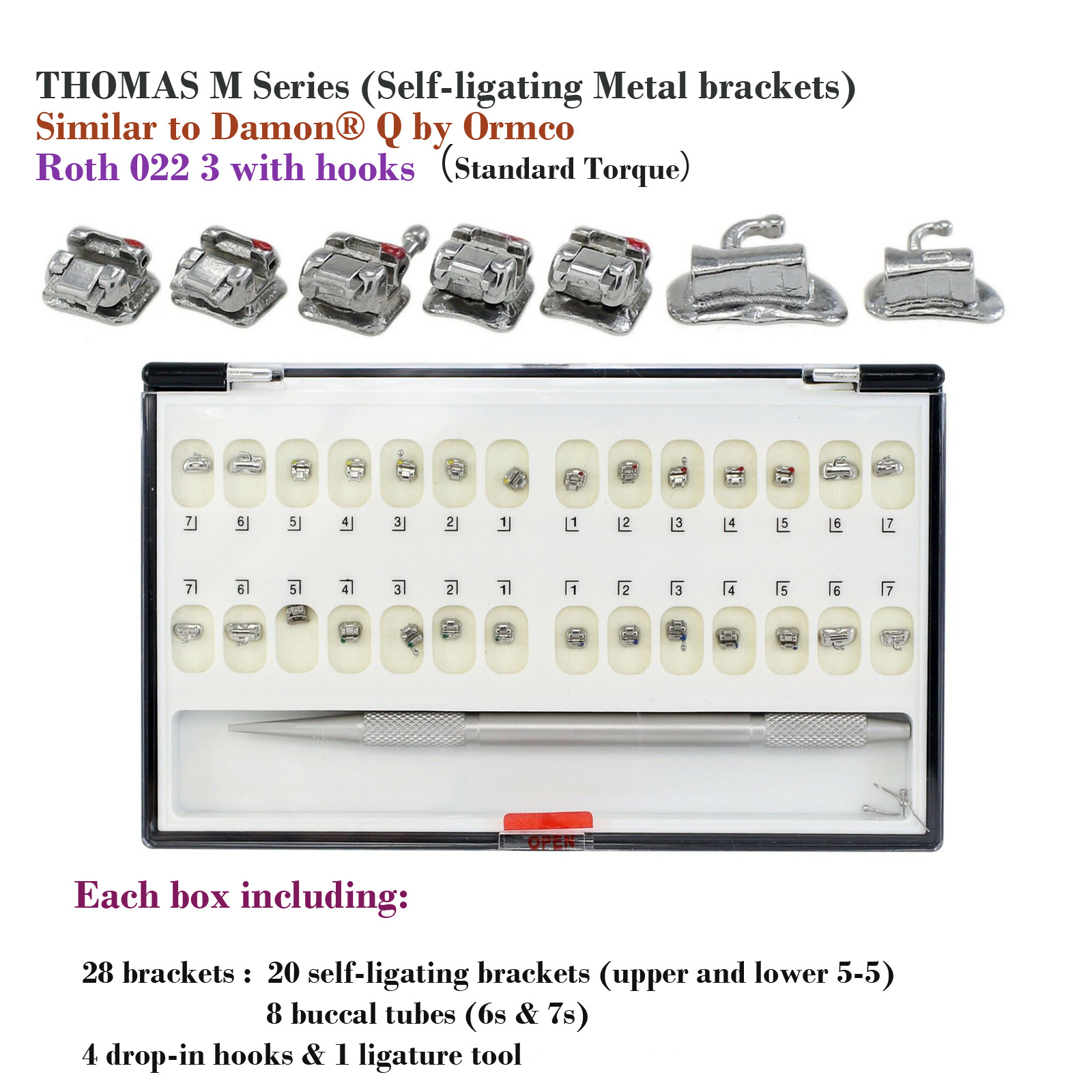 Dental Orthodontic Brackets Mini Self Ligating Metal Roth MBT 022 DAMON Empower