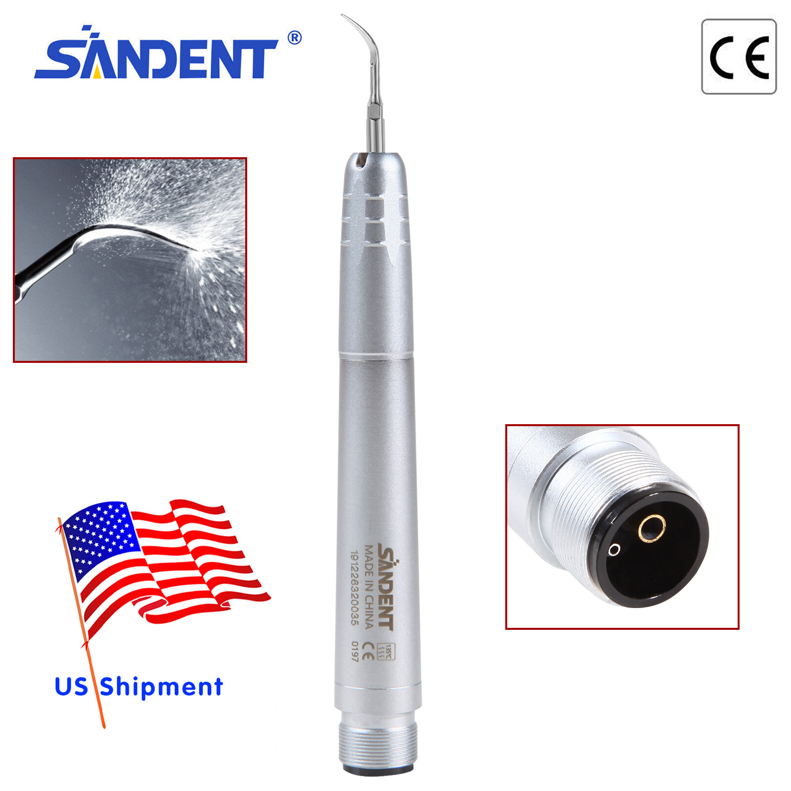 Dental Ultrasonic Air Perio Scaler Handpiece 2 Hole + 3 Scaling Tips for Dentist