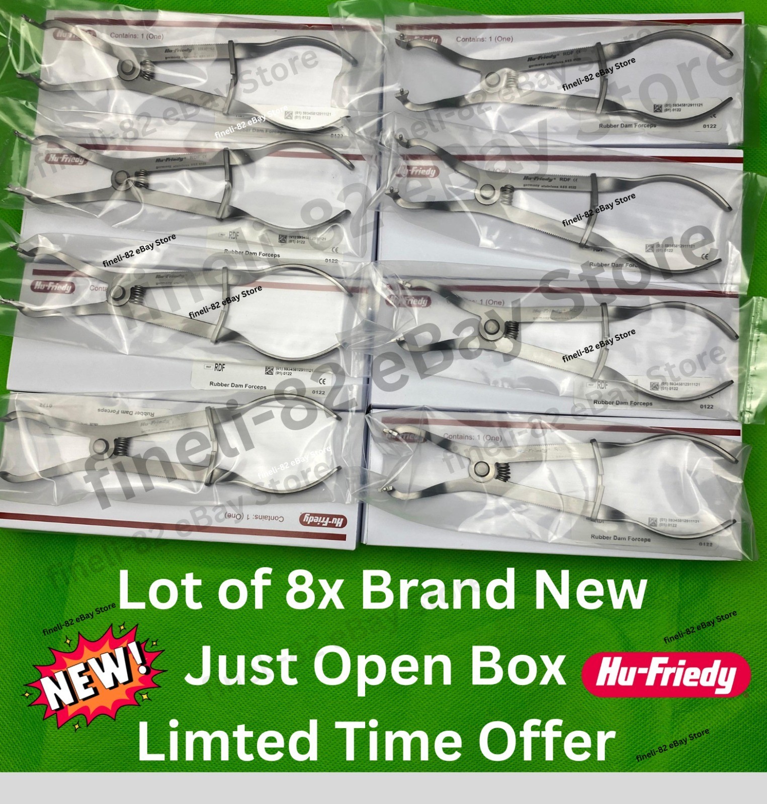 Hu Friedy Rubber Dam Clamps Forceps RDF Ivory Type Dental Instruments Lot 8x