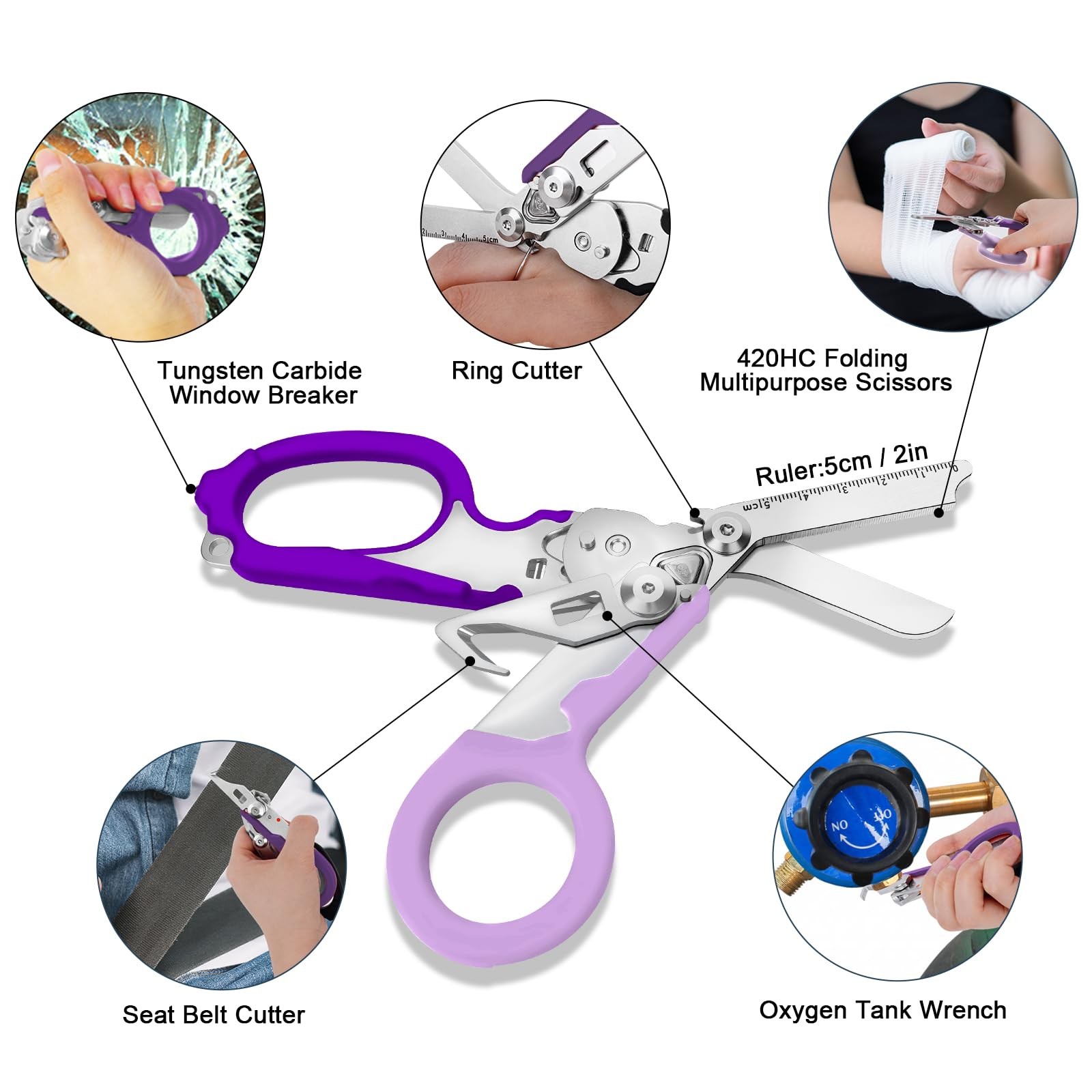 6 in 1 Multi-function Foldable Trauma Shears with Compatible Holster, Outdoor…