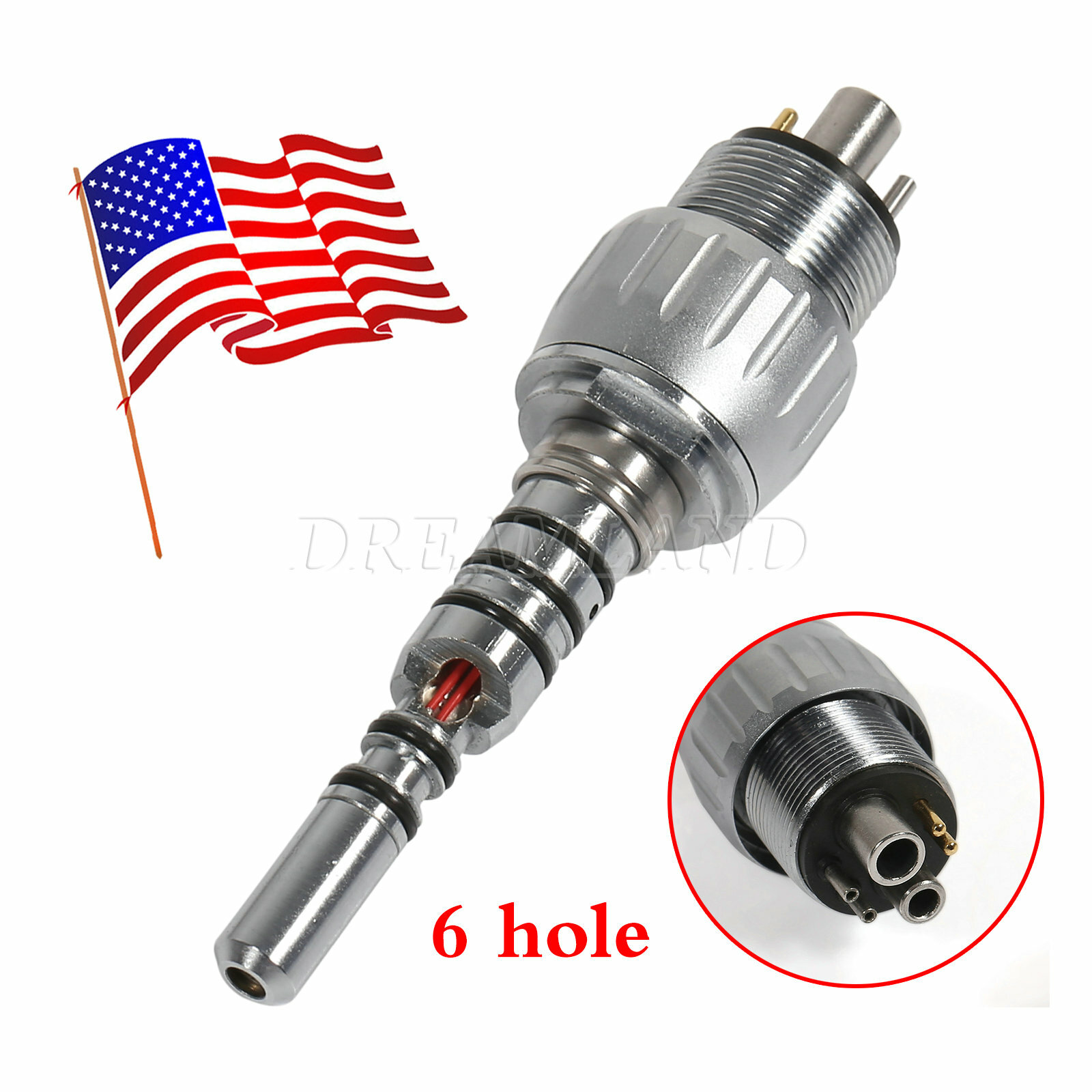 New 6-Hole Quick Coupler with LED Light for KaVo Fiber Optic Dental Handpiece