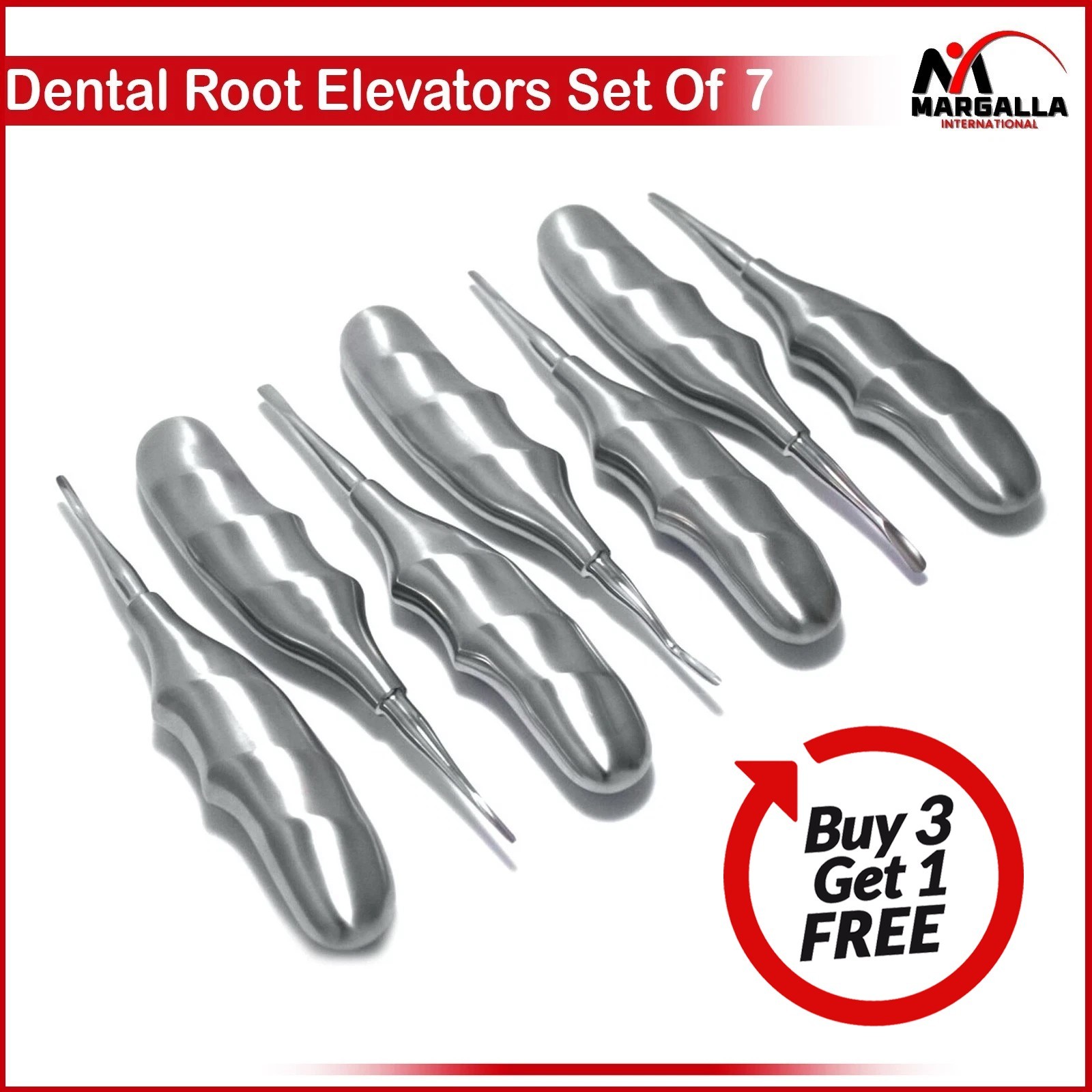 7 Pcs Dental Root Elevators Oral Surgery PDL Luxating Tooth loosening MARGALLA