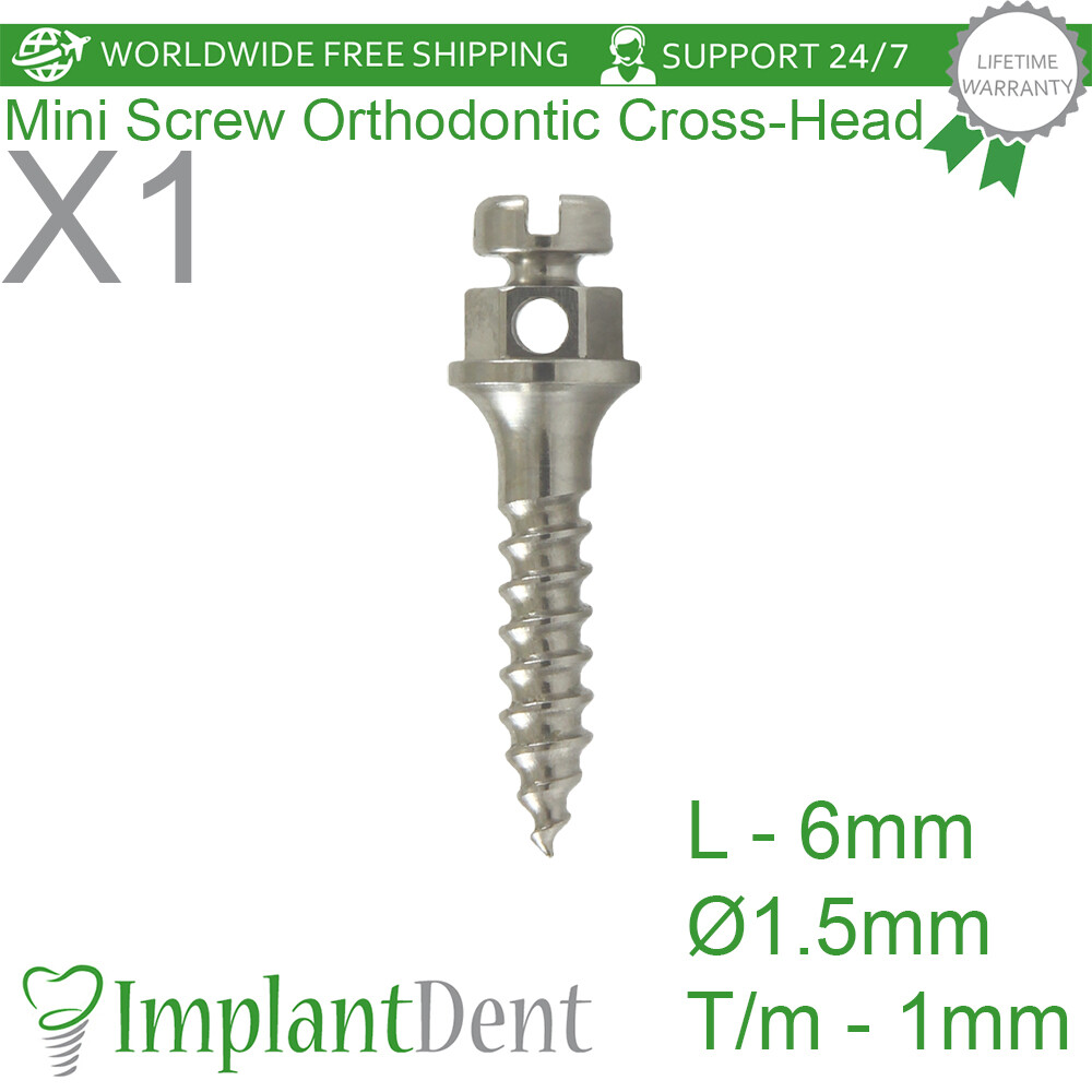 1x Dental Cross Head Orthodontic Micro Fixture TADS L-6.0mm Titanium Mini Screw