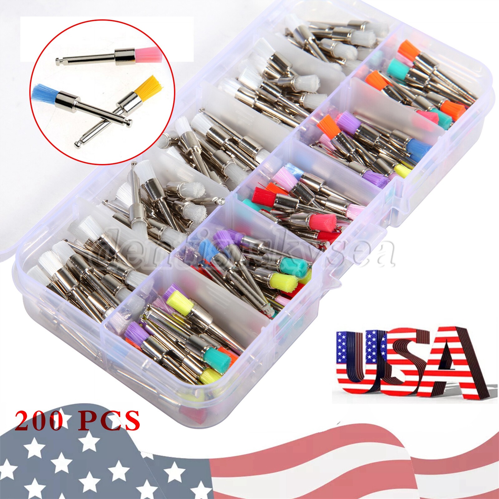 200-2000PCS Dental Nylon Polishing Flat Latch Polisher Prophy Brush Disposable