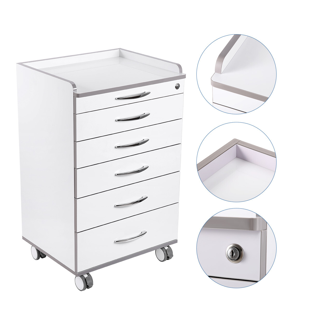 Portable Dental Delivery Unit Air Compressor Suction Rolling/Mobile Cart Cabinet