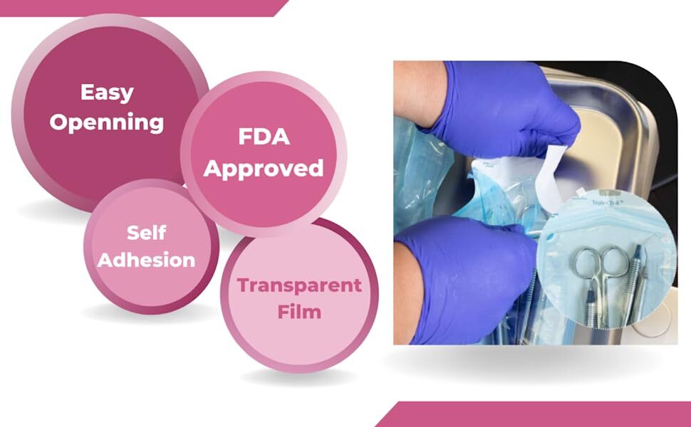 Self Seal Sterilization Pouches – Autoclave Sterilizer Bags 3.5 x 6.5 Tattoo