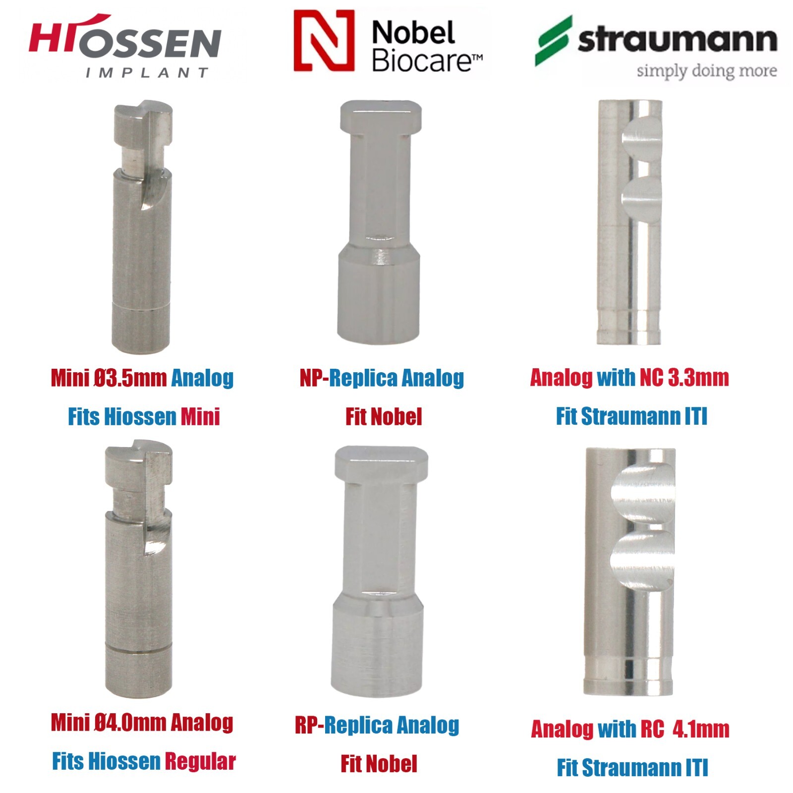 US Implant Analog Regular/Mini Dental Hiossen Osstem Nobel Biocare Straumann ITI