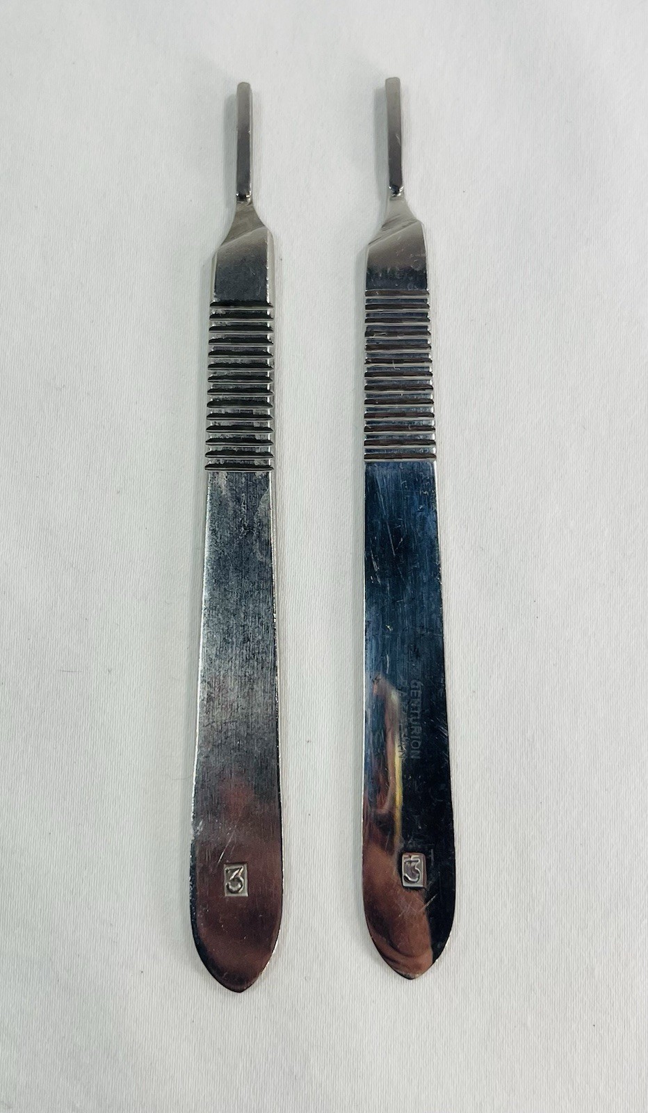 #3 Scalpel Blade Holder Handle Lot of 2 (1 Centurion Brand, 1 Unbranded)