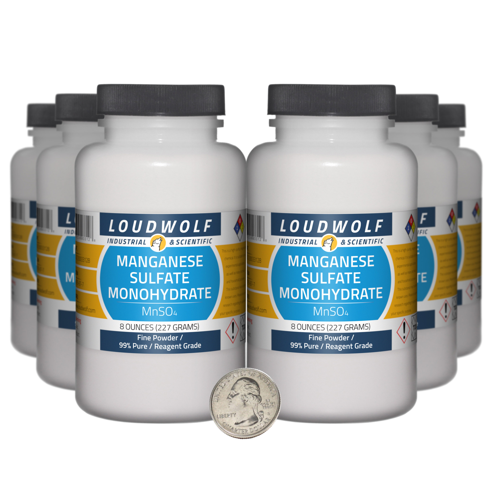 Manganese Sulfate / 3 Pounds / 6 Bottles / 99% Pure Reagent Grade / Fine Powder