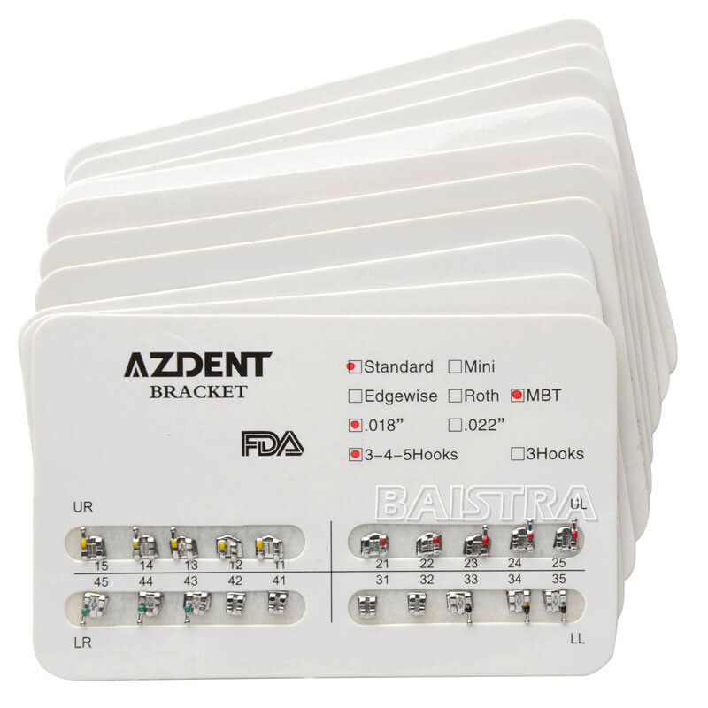 AZDENT Dental Orthodontic Bracket Braces Standard MBT Slot .022 Hooks on 3