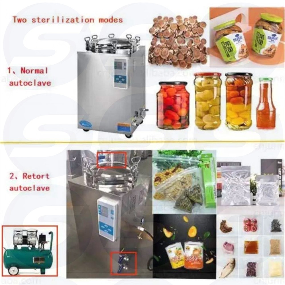Vertical Counter Pressure Steam Sterilizer Mushroom Food Retort Autoclave 138℃