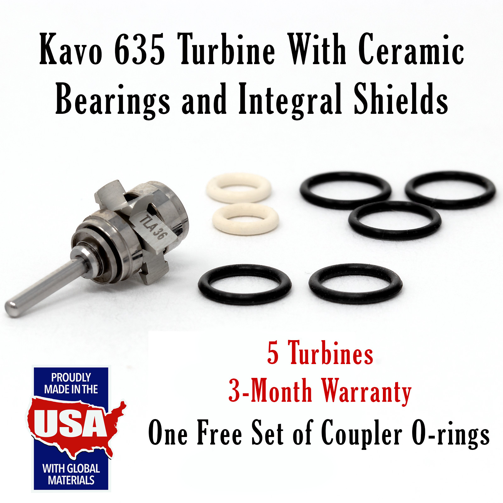 5 Kavo 635 Push Button Turbines Ceramic Integral Shield Bearing 3 MONTH WARRANTY