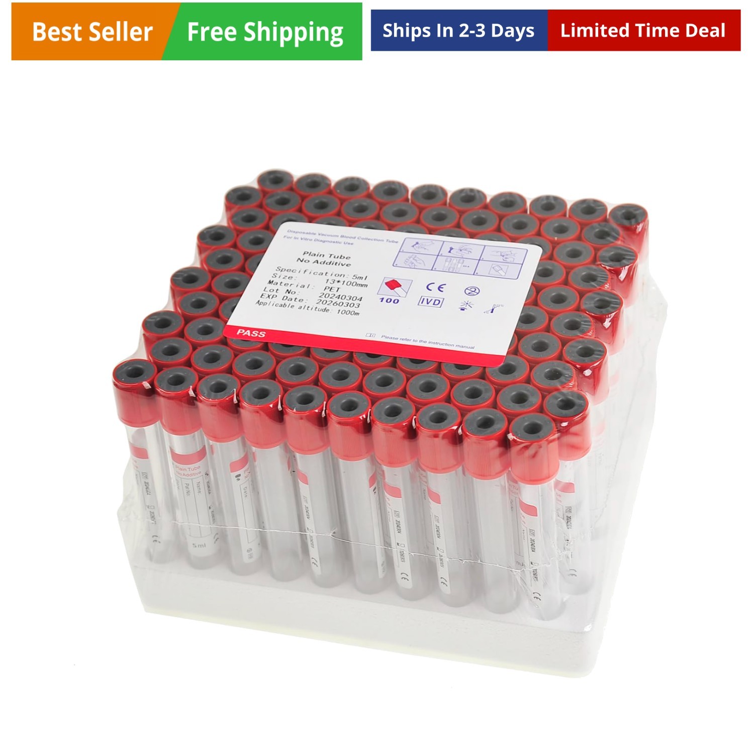 Pet Animals Lab Vacuum Blood Collection Tubes No Additive Coagulation Blood C…