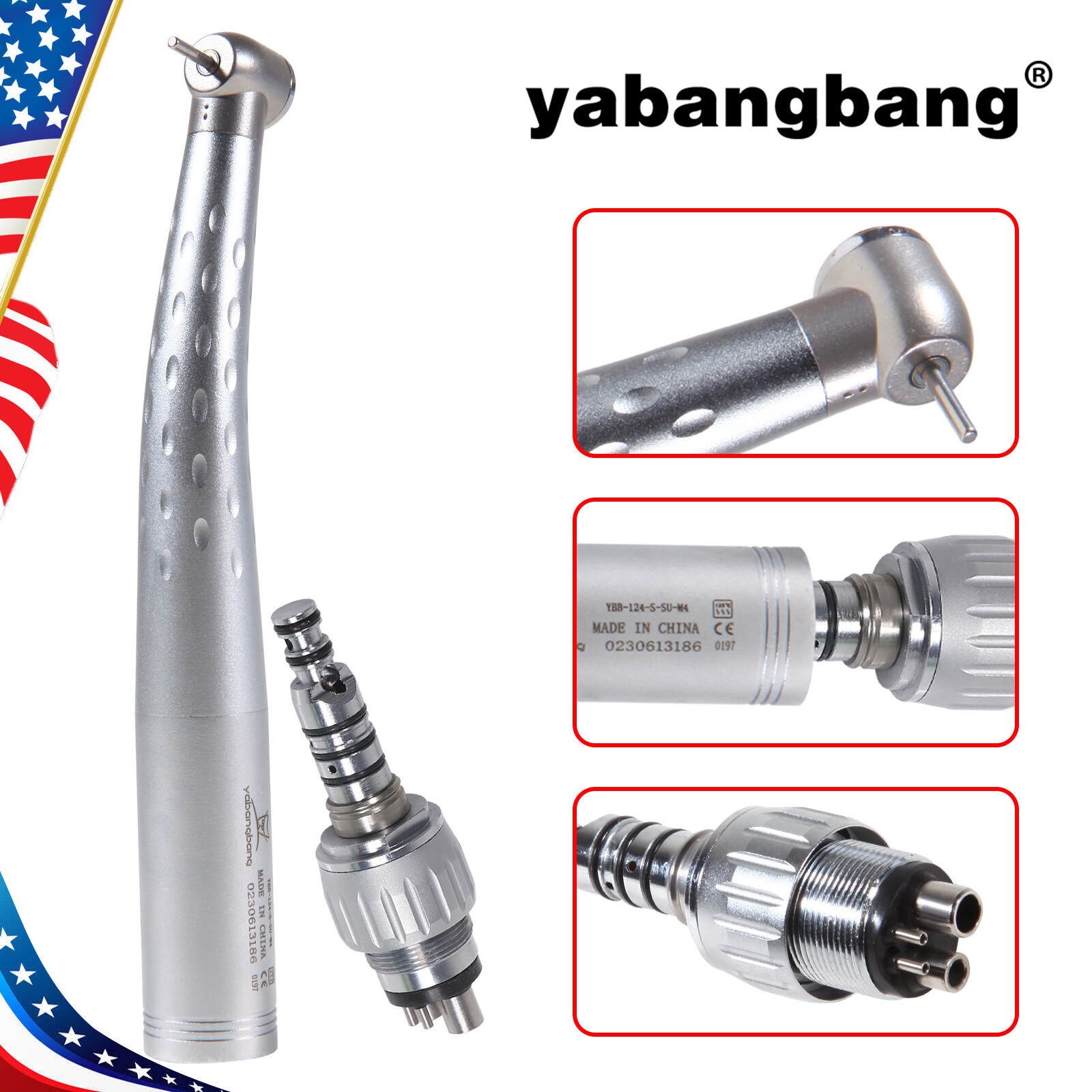 Kav style Dental High Speed Handpiece GB4 + 360° Swivel 4-Hole Quick Coupling