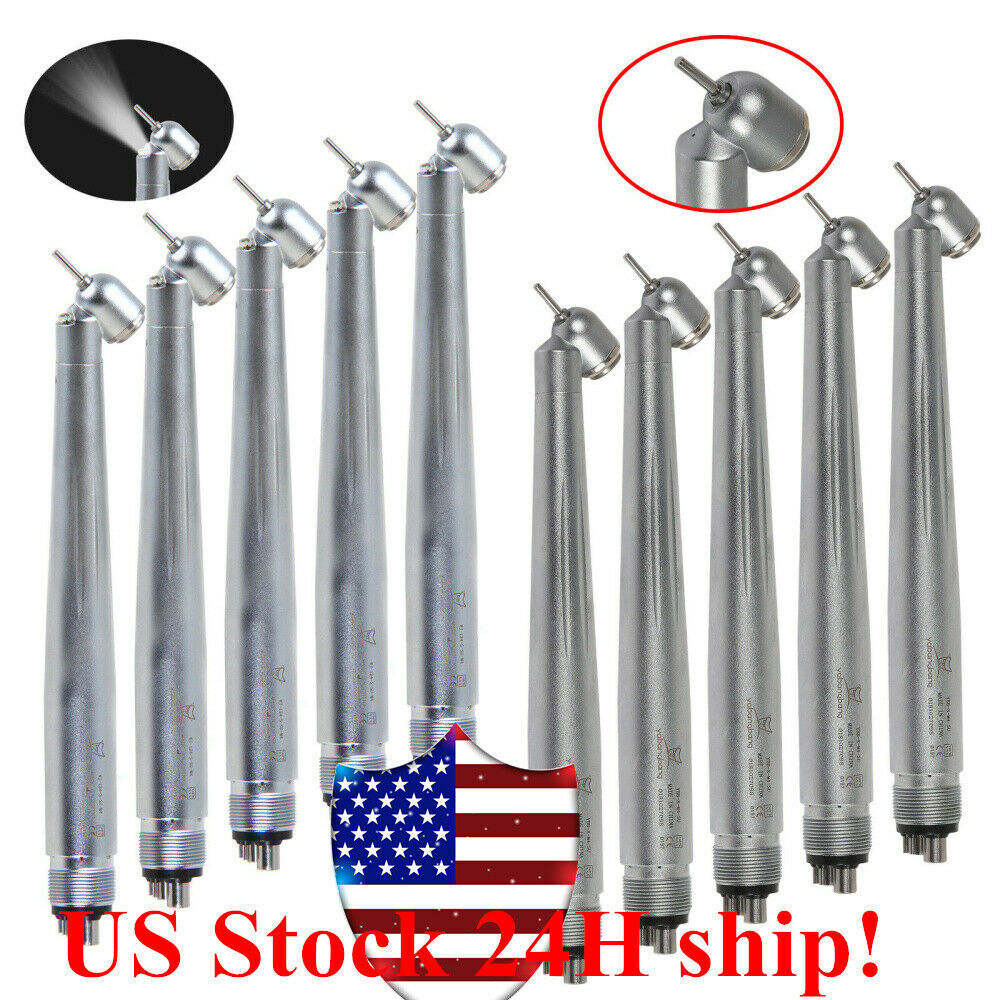 FDA Dental 45 Degree LED Handpiece High Speed Push Air Turbine NSK Style 4 Hole