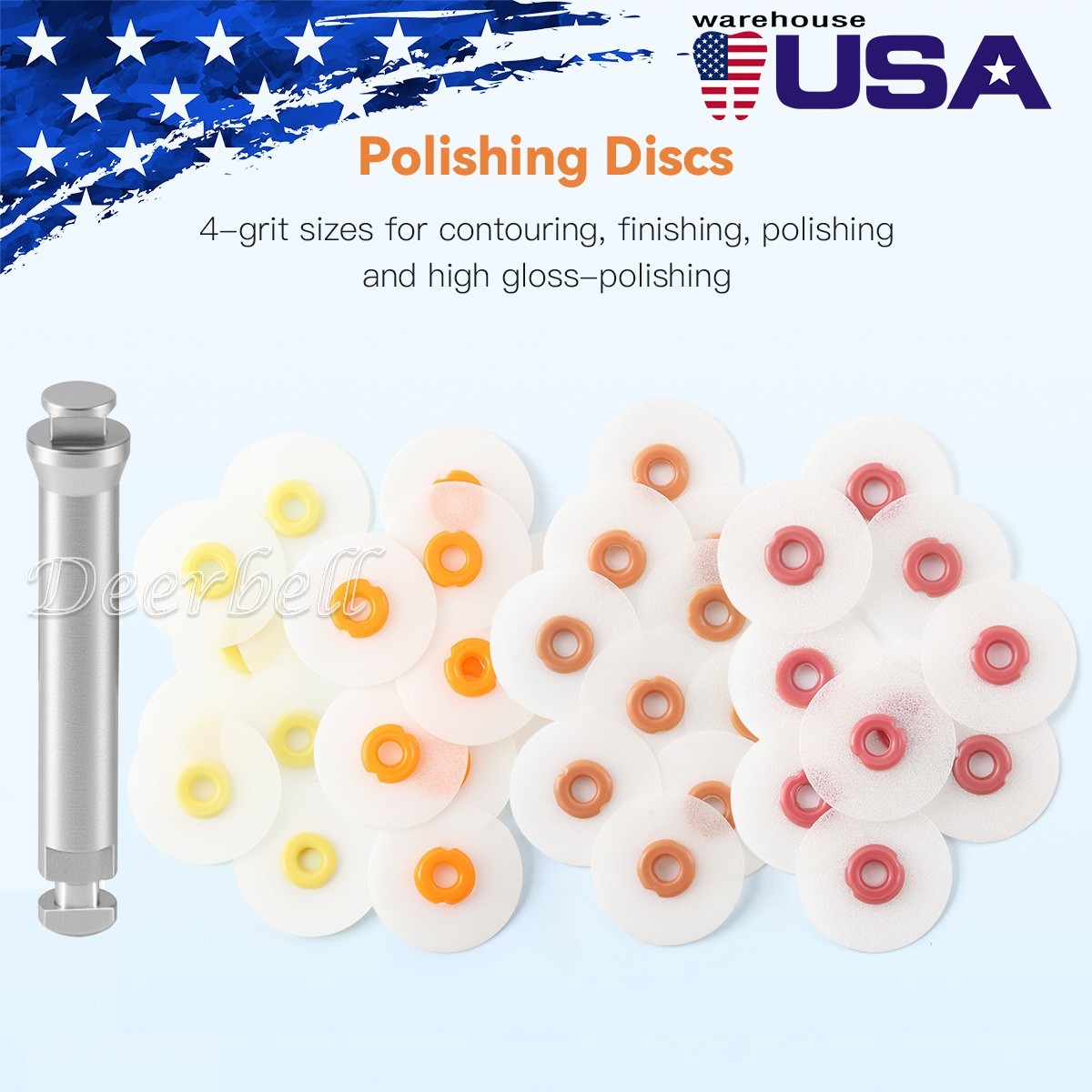 AZDENT Dental Polishing Discs Coarse Medium Super Fine RA 40Pcs Polisher+Mandrel