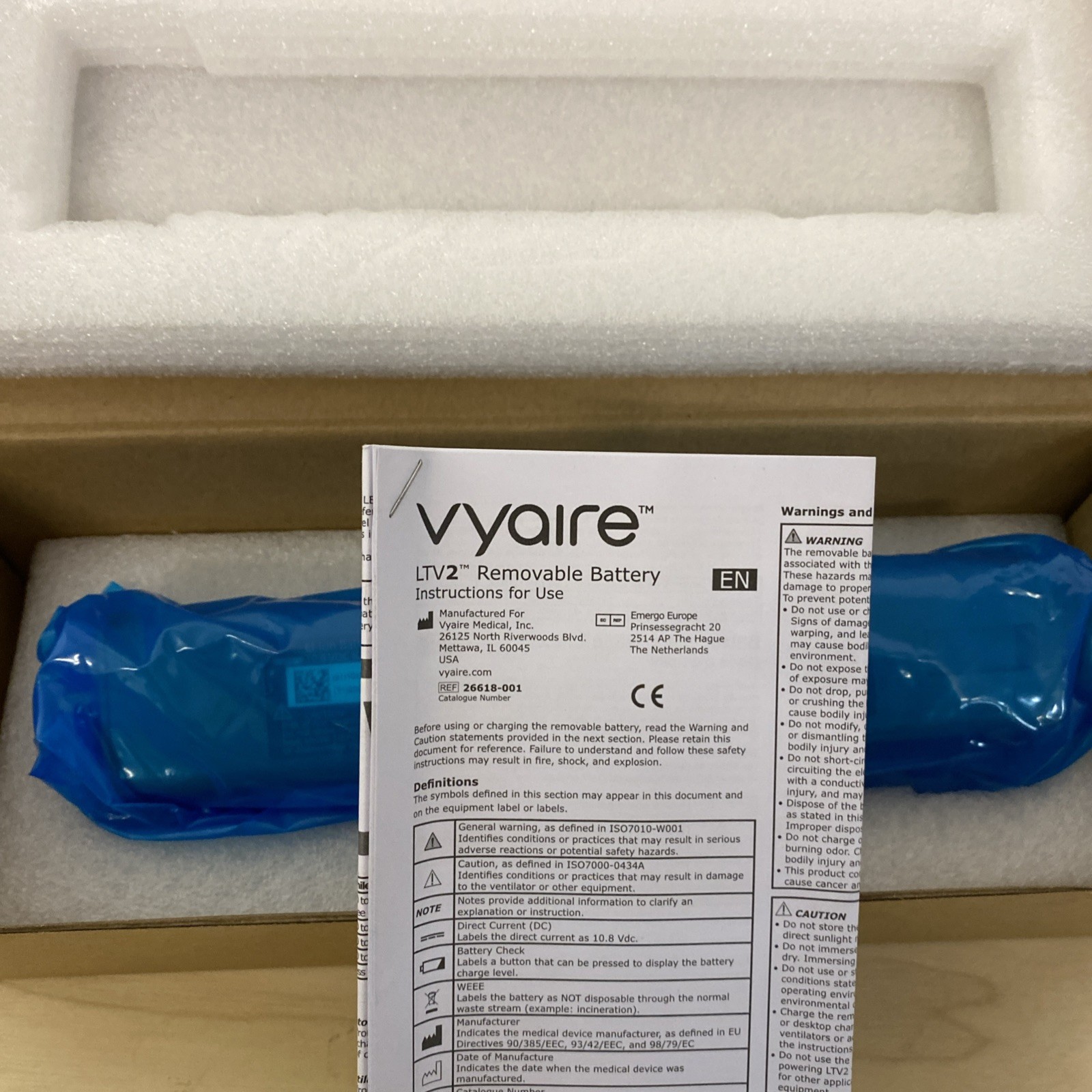 Vyaire LTV Ventilator Battery LTV2 26618-001 – Panasonic NCR1685A Li-Ion