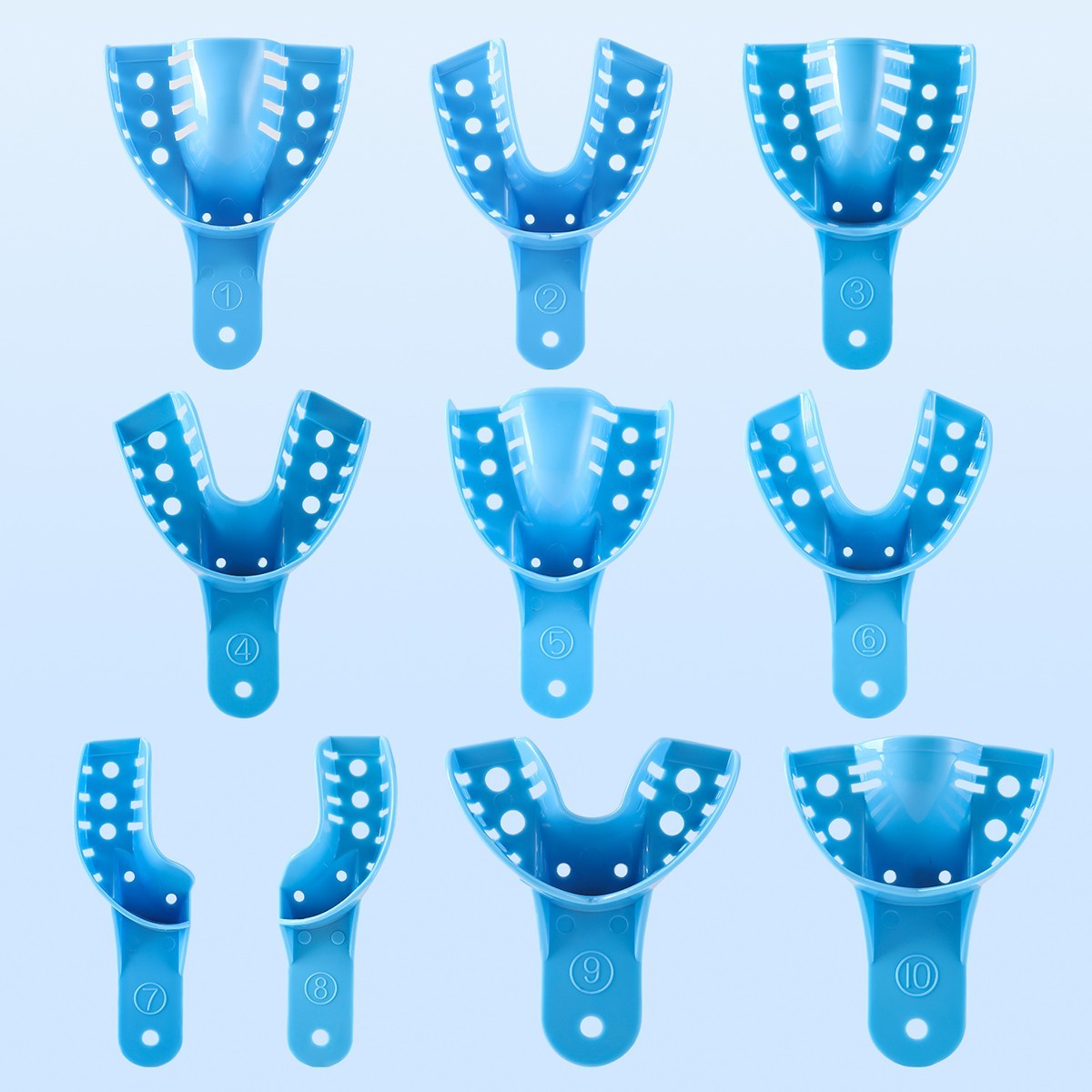 AZDENT Dental Impression Trays Perforated Plastic Trays S/M/L/XL Upper/Lower