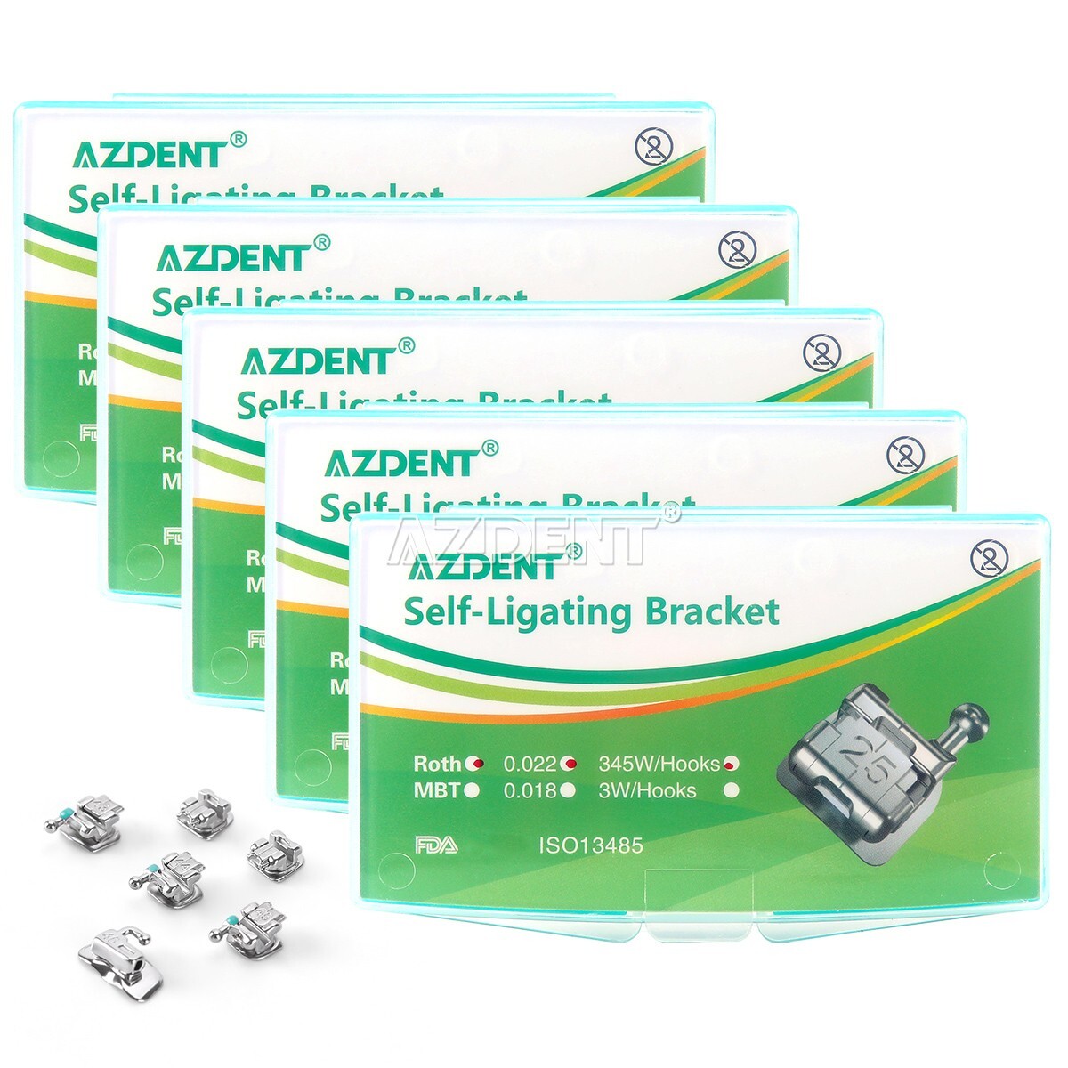 10X Dental Orthodontic Self-Ligating Brackets Braces Mini Roth.022 Hooks 345 USA