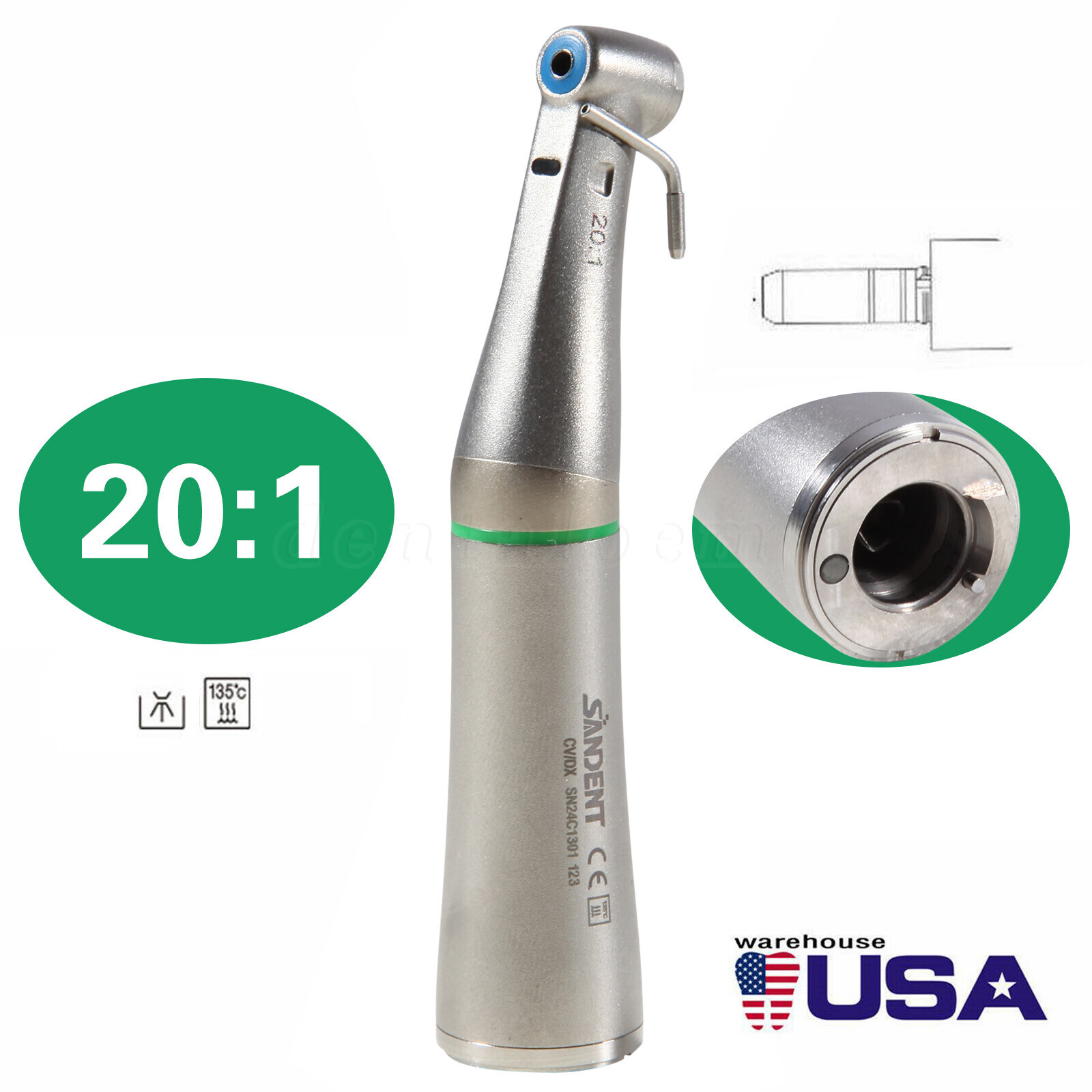 Dental Implant 20:1 Detachable LED Handpiece Light outer irrigation Torque 80Ncm