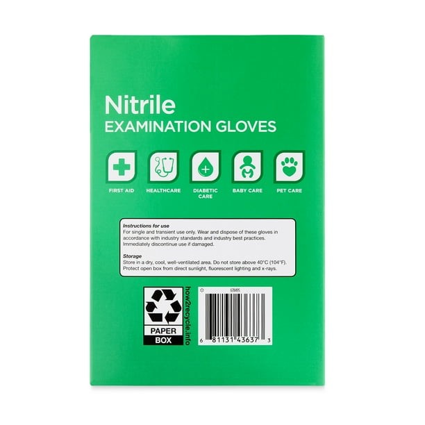 Equate Nitrile Exam Gloves, One Size Fits Most, 100 Count