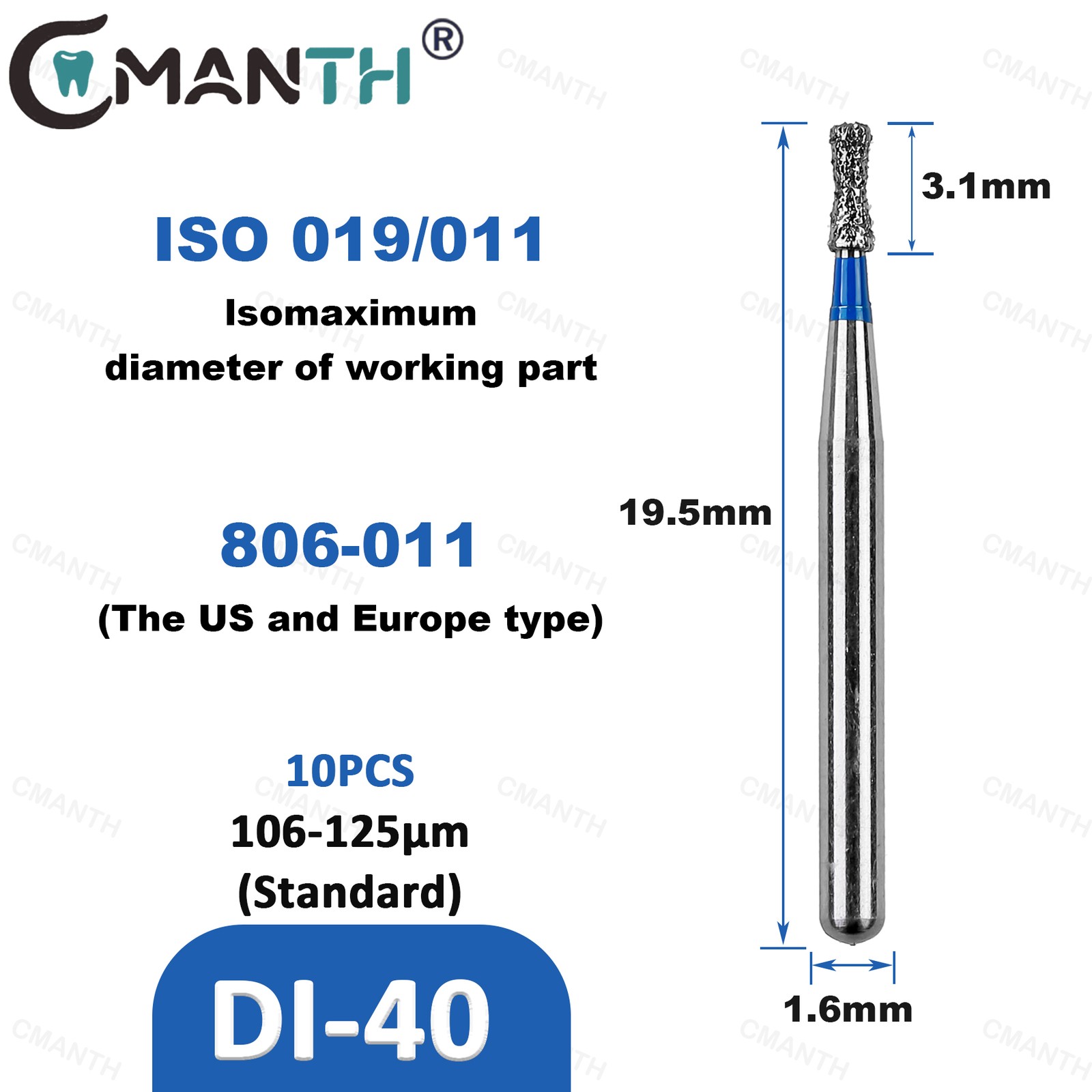 Diamond Burs Standard Dental Burs For High Speed Handpiece Polishing Bur DI Type