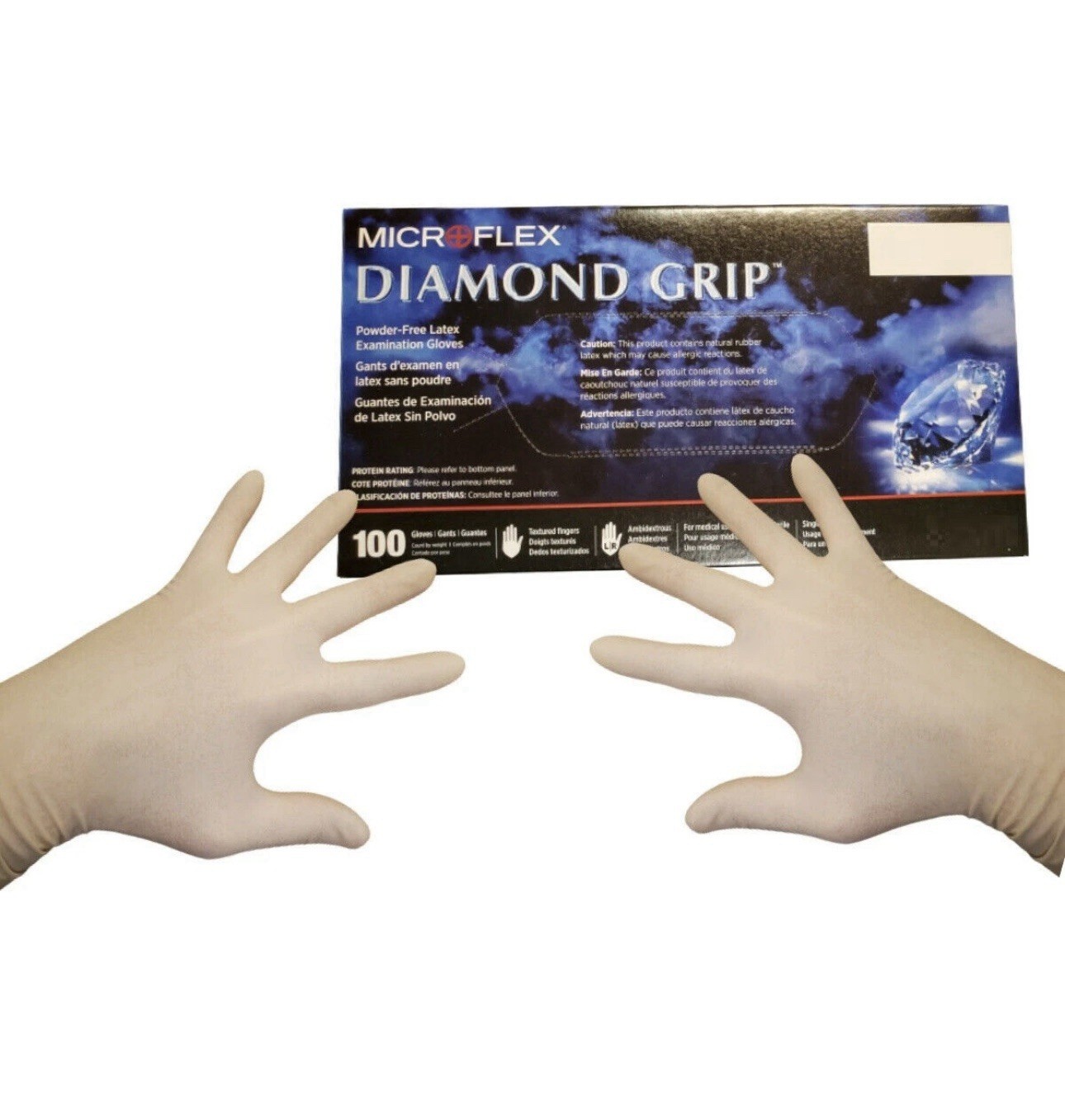 MICROFLEX DIAMOND GRIP POWDER FREE LATEX EXAM GLOVES (Box of 100)
