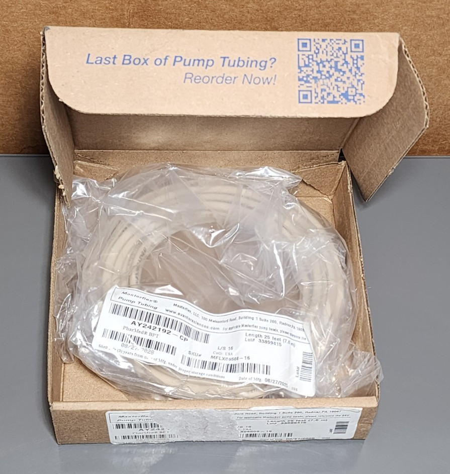 MasterFlex AY242192-CP, I/P Precision Pump Tubing 25Ft MFLX06508-16 *PI
