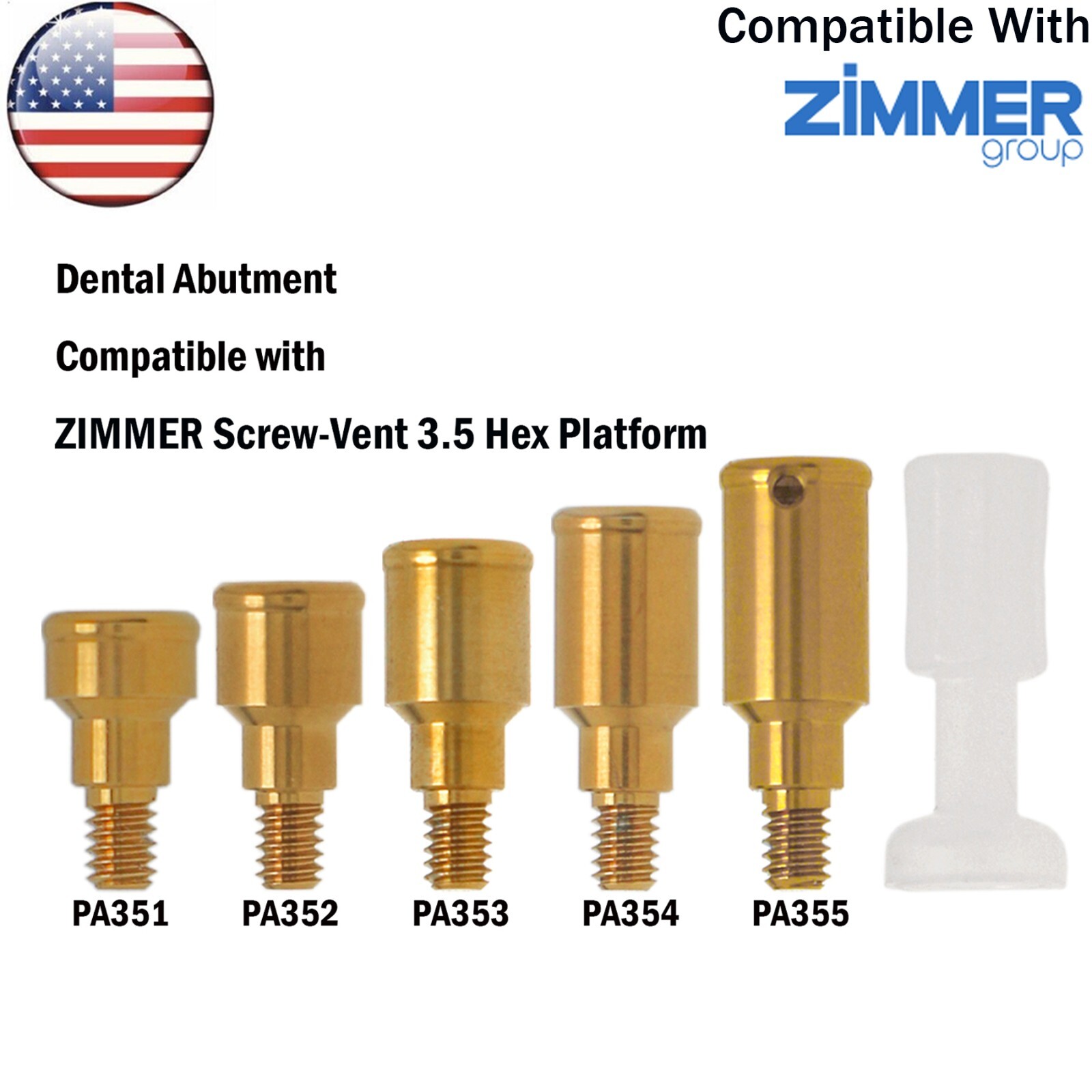 Dental Overdenture Locator Abutment for ZIMMER BEGO MIS Screw-Vent 3.5 Platform