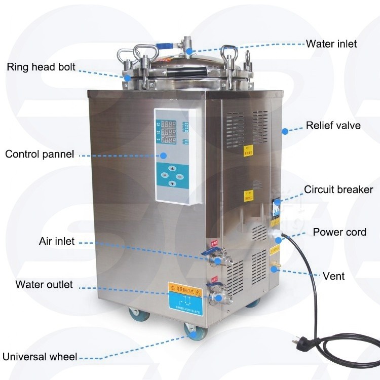 Vertical Counter Pressure Steam Sterilizer Mushroom Food Retort Autoclave 138℃