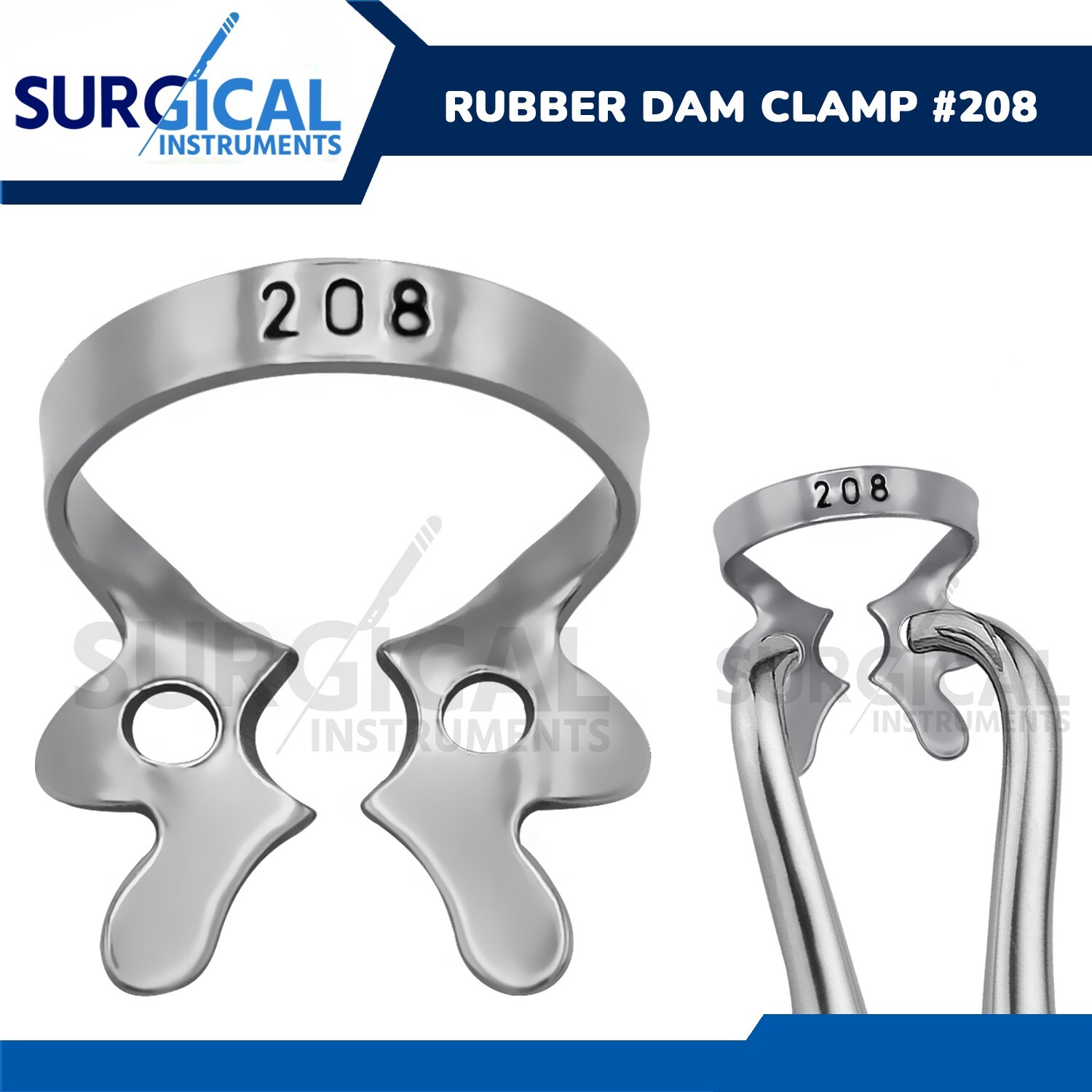 Endodontic Rubber Dam Clamps #208 Stainless Steel German Grade