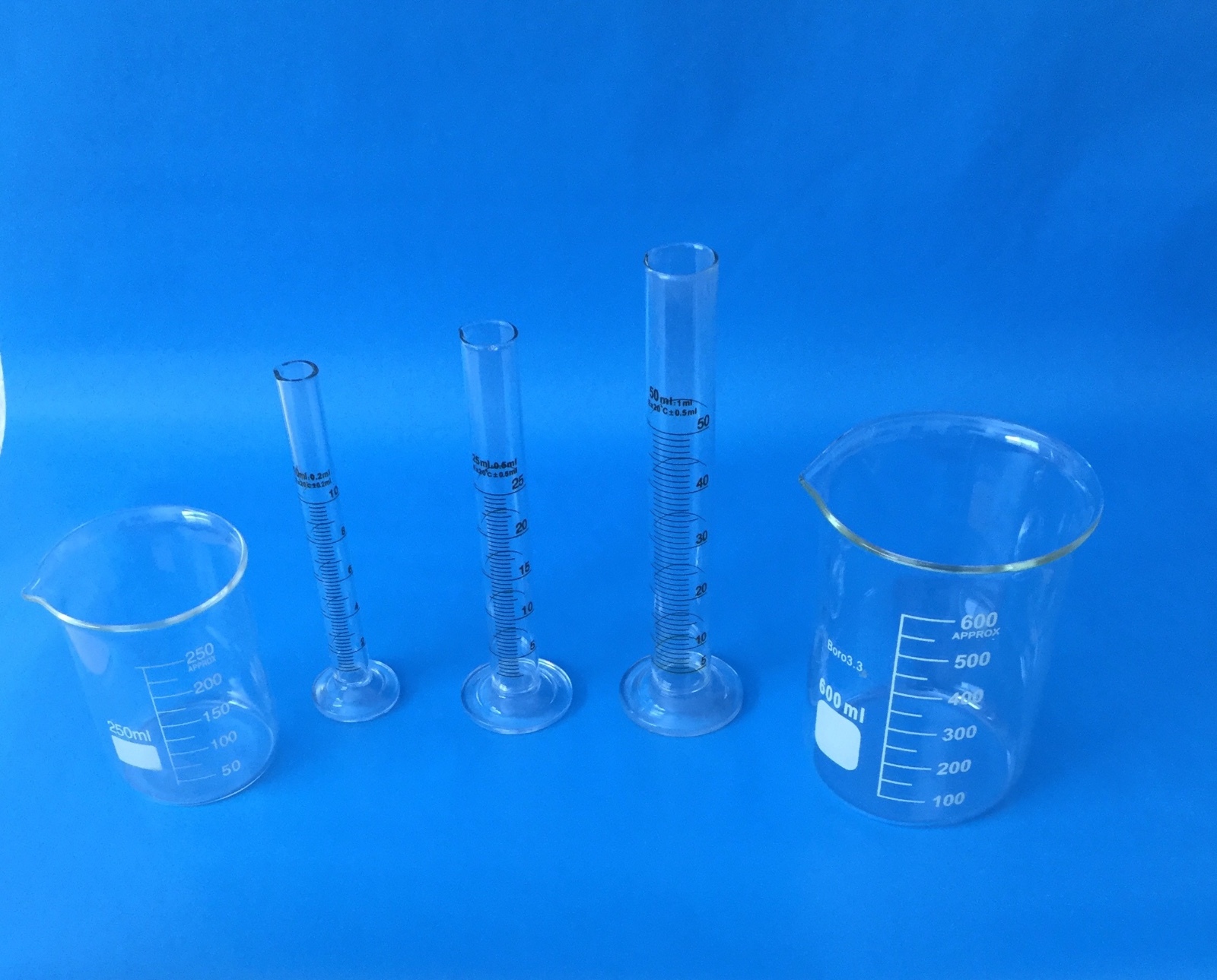 Beaker Set of 600mL 250mL & Cylinder Set of 10mL 25mL 50mL Lab Glass New