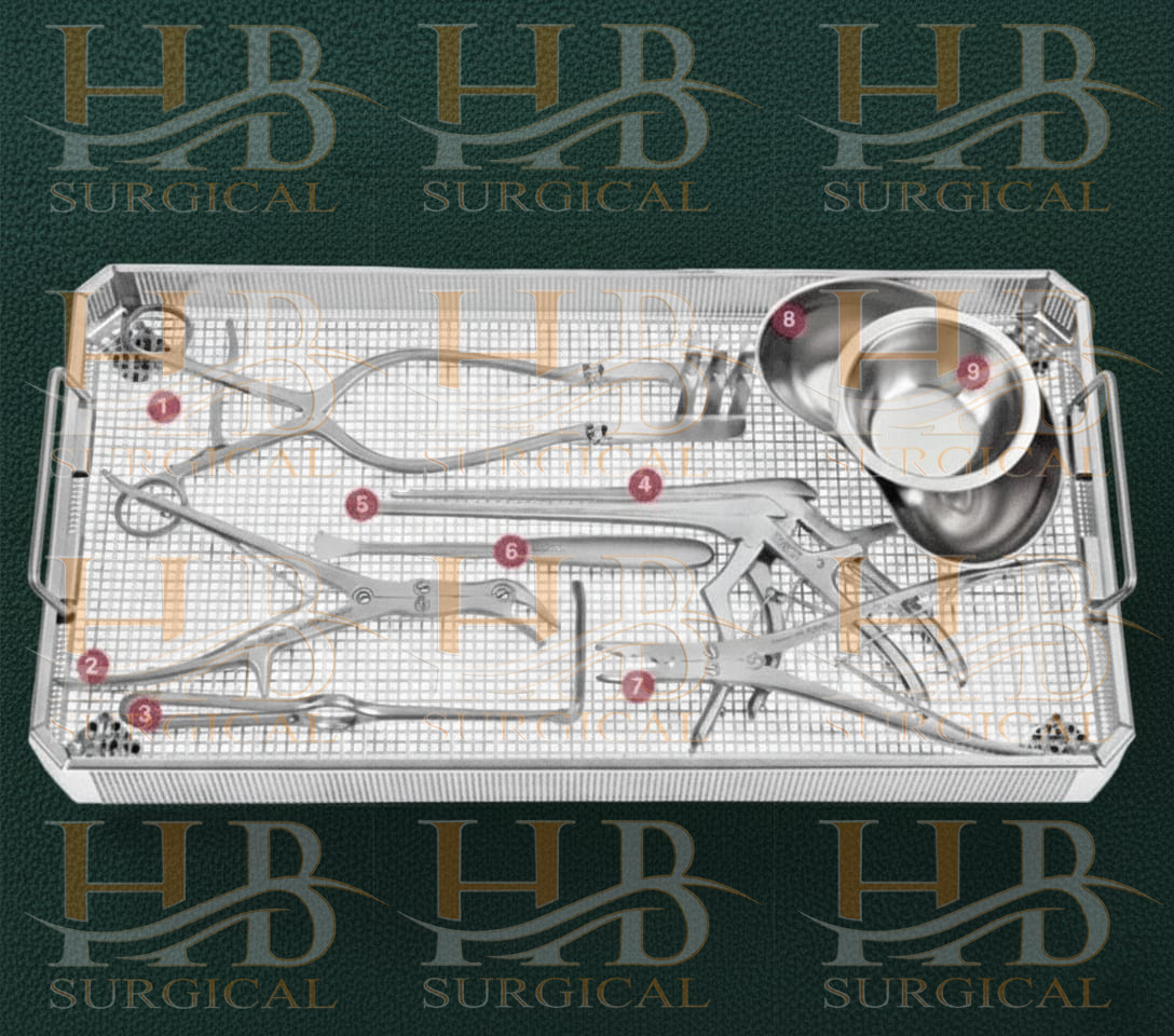 Spinal Surgical Orthopedic instruments Set of 9 Pcs With Mash Try