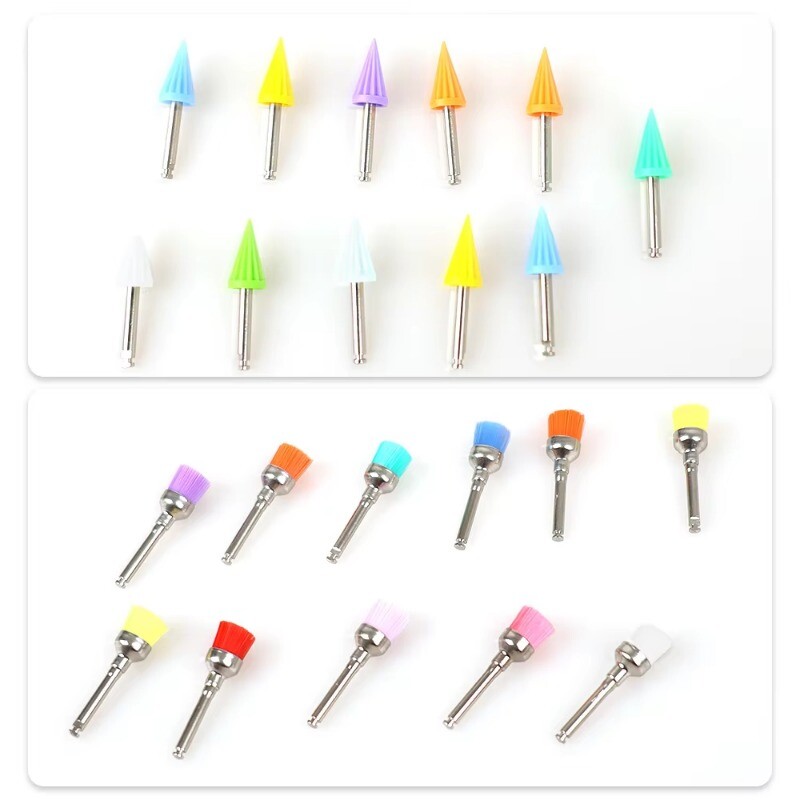 Dental Latch Tapered Rubber Bristle Polishing Cups Brushes Tooth Prophy Polisher