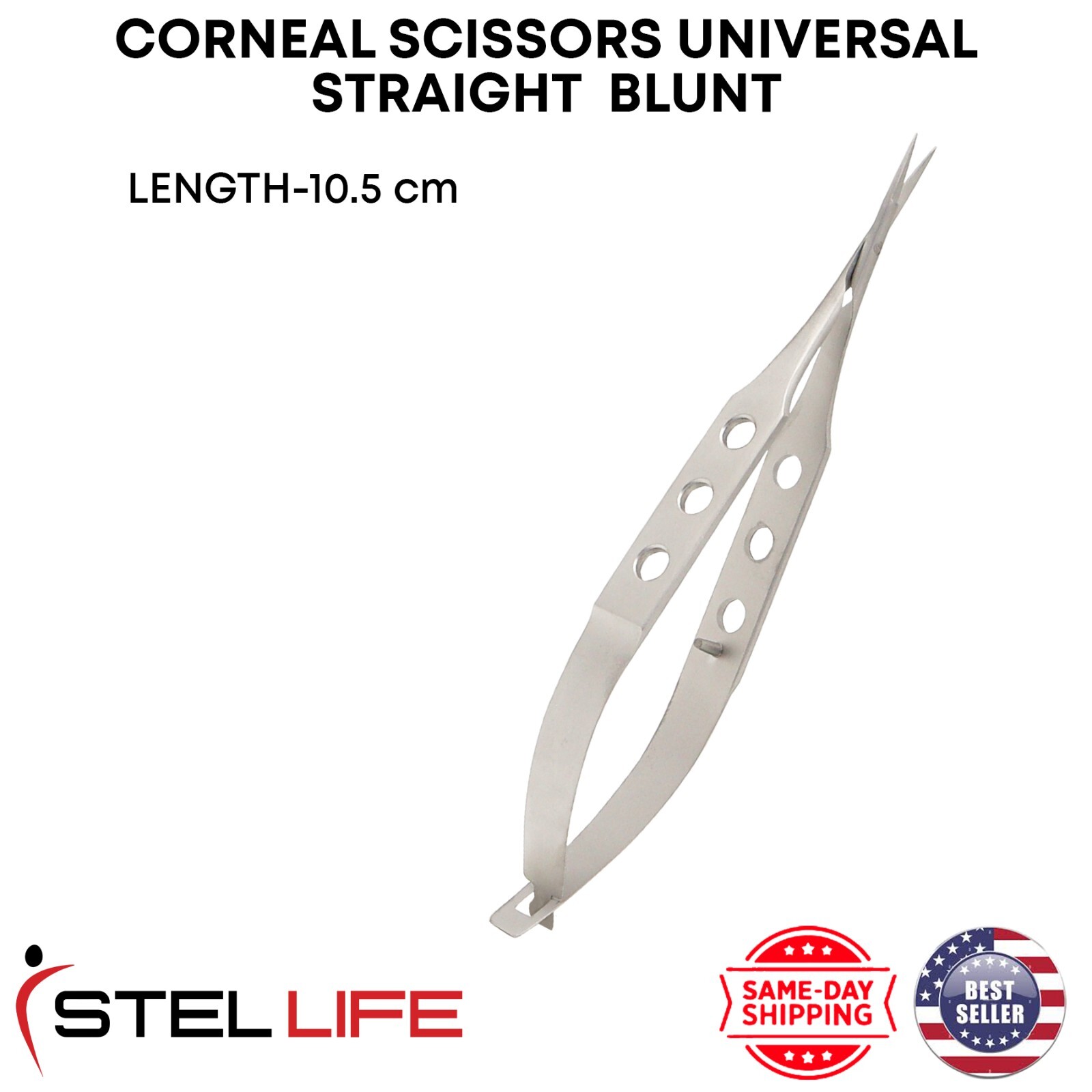 Corneal Scissors Universal Straight Blunt 10.5 cm Ophthalmic Instruments