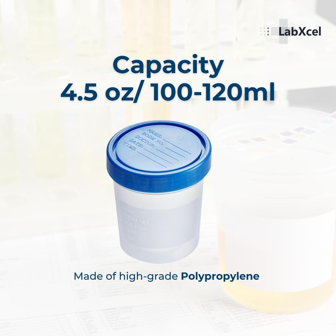 LabXcel Specimen Containers 120mL Polypropylene Screw Cap Sample Collection Cup